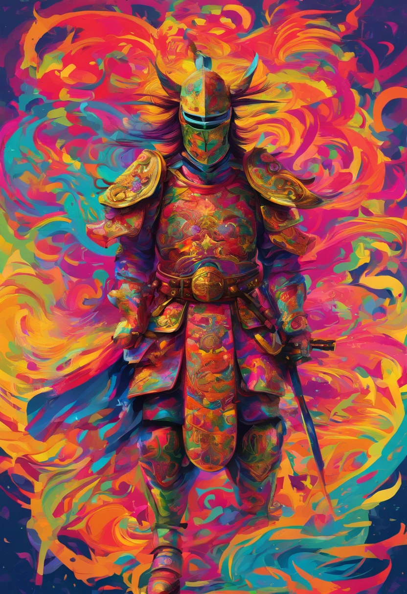 mask Military general Date Masamune s Armor Brandishing a sword near future Vivid colors Rampage Horse