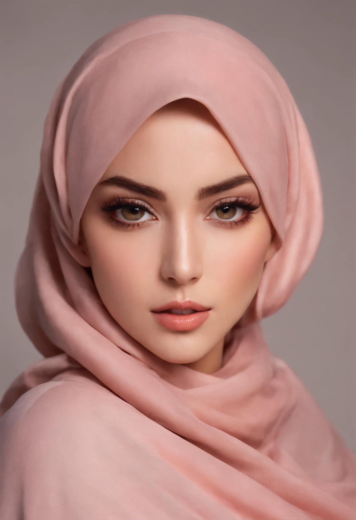 Beautiful Muslim girl wearing pink watch with butterfly inside , gold bracelet with pink butterfly in center,  ring with pink butterfly in center 