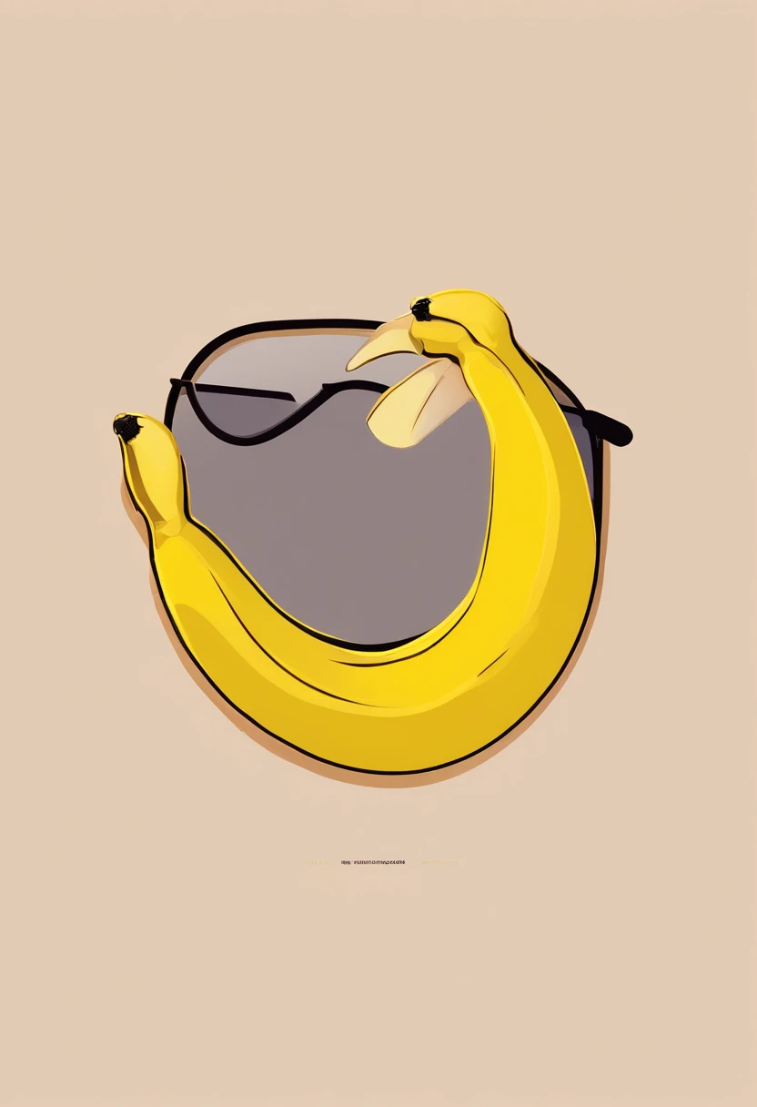 Banana with sunglasses, minimalistic, profile picture, ((scar)), sun, slight smile, solid color background, soft smooth lighting, with soft colors, cartoon, black outline, intricate details, illustration minimalism, vector, pastel colors, straight on view