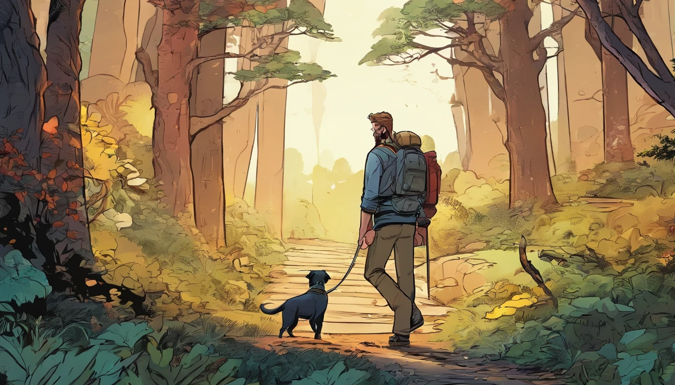 Imagem realista de 8K de um homem caminhando em uma floresta sinistra com galhos tortos, Dark setting