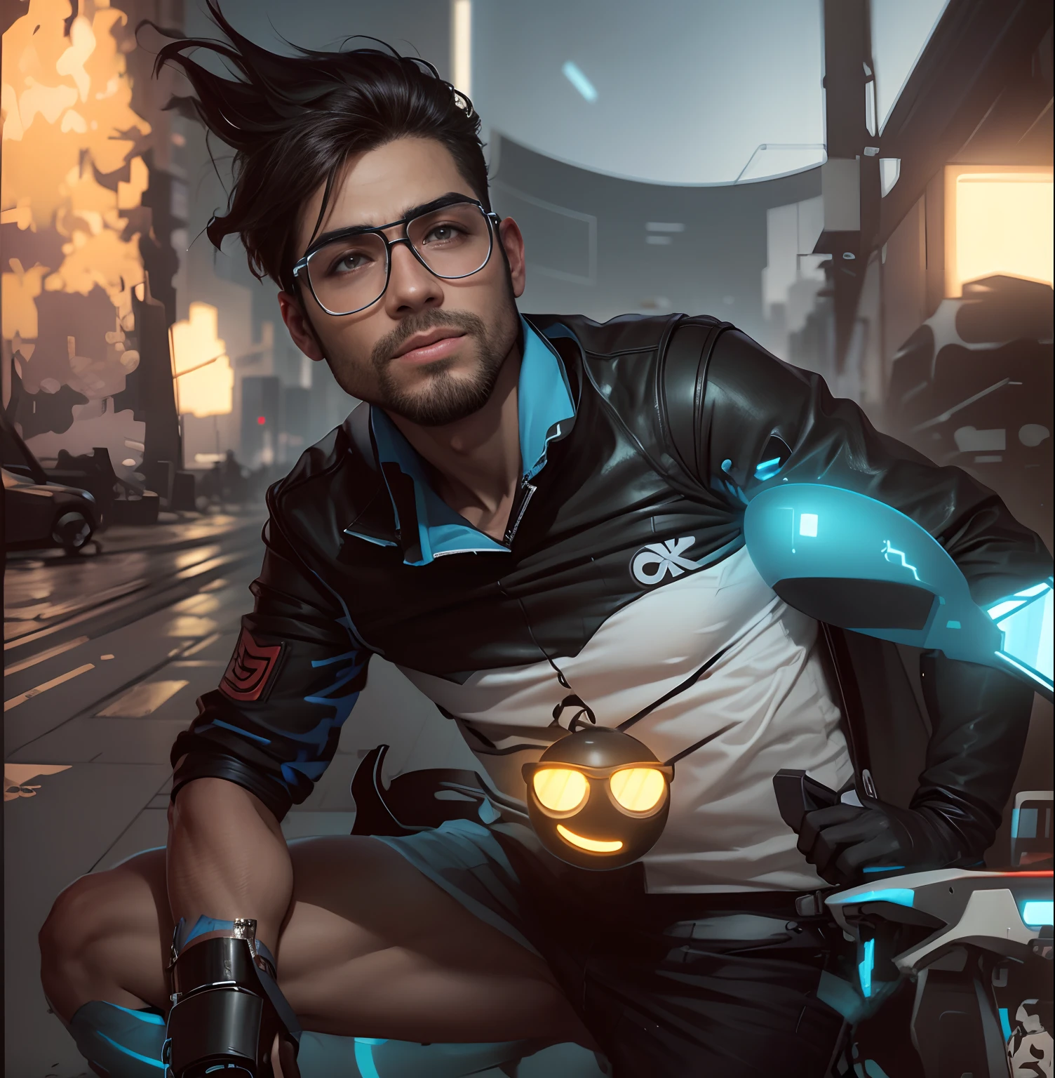 Change background cyberpunk handsome boy, realistic face, ultra realistic