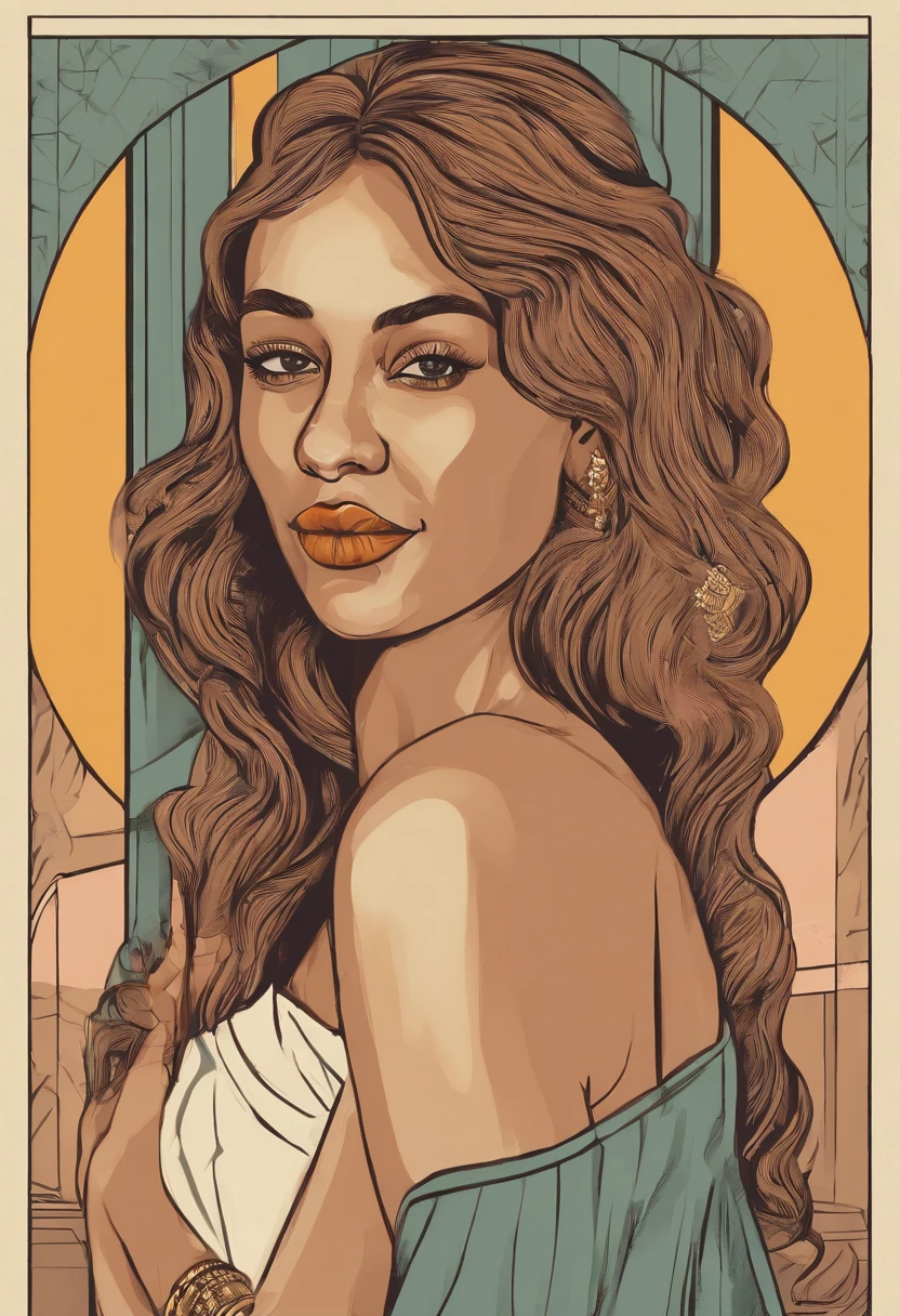 portraite of a woman, beautiful Egyptian young woman, Long champagne hair with curls, flirty eyes, looking up at the camera, pouting mouth, Red dress with plunging neckline, Acrylic painting, Bold and expressive brush strokes, Impressionistic style, Detailed Face, Epic Surreal Background, Very heavy brushstrokes with thick textured paint, Professional Lighting & Shadows, High contrast, Fine arts of painting,