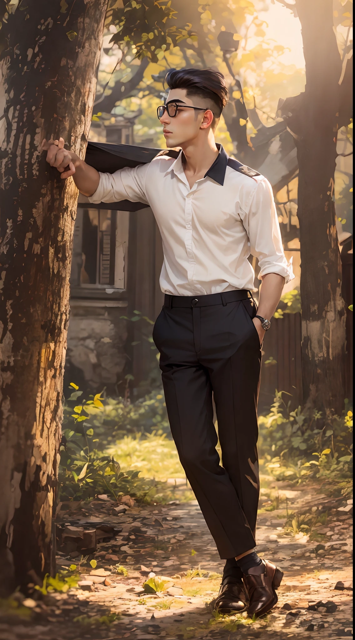 Change background handsome boy with realistic face