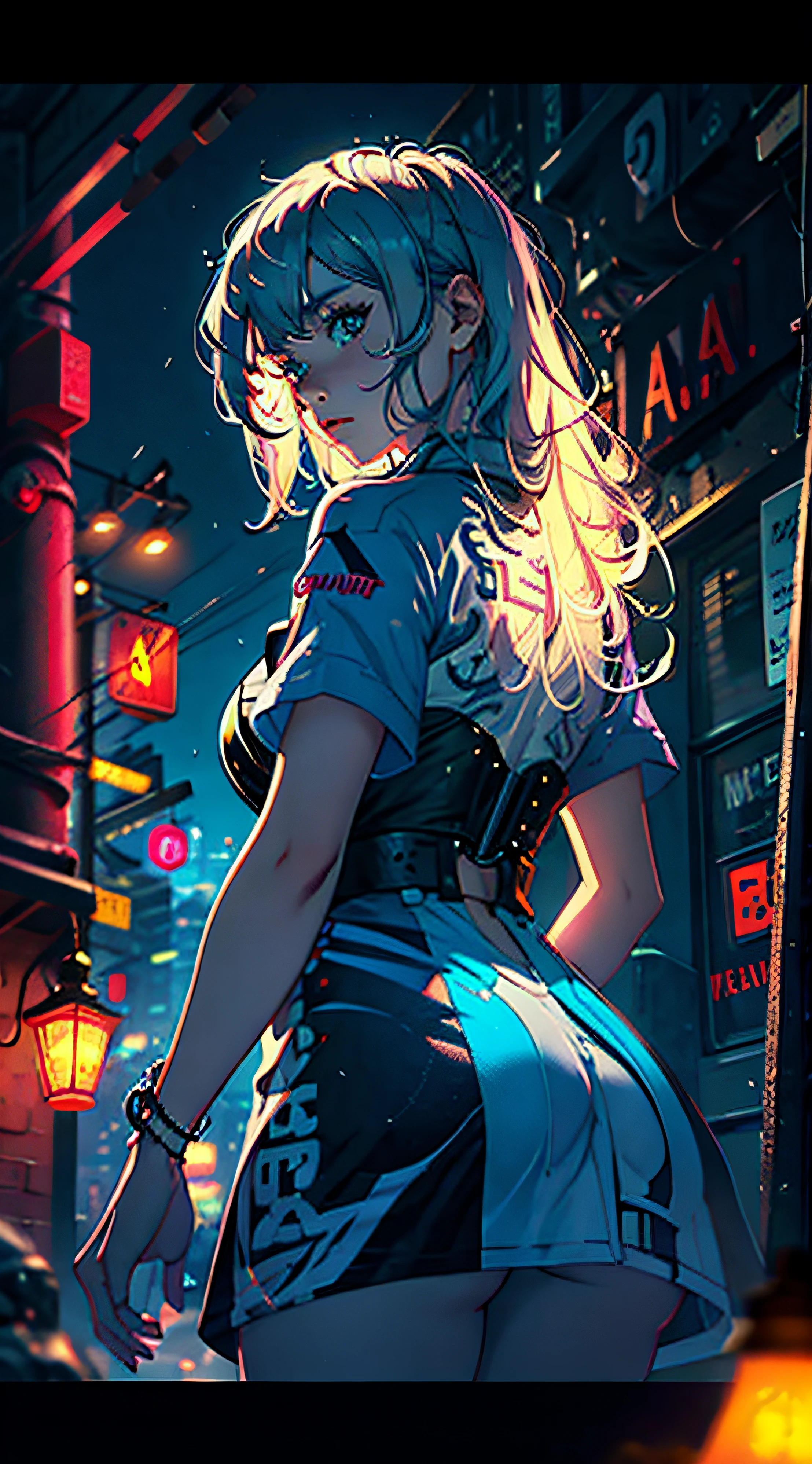 1girl, solo, girl, close up, futuristic outfit, neon samurai, very handsome cyberpunk samurai, cyberpunk samurai, ghost blade style, cyberpunk style, cyberpunk neon style, video game character, synthwave image, cyberpunk, concept art neon glow, moon, lantern, night, solo, outdoor, sky, full moon, rain, mountain, cloud, paper lantern, night sky, reflection,, {{(masterpiece),(extremely detailed CG unity 8k wallpaper), (side boobs), best quality,solo,cinematic lighting,detailed background,beautiful detailed eyes,bright pupils,(an extremely delicate and beautiful),(beautiful and detailed eye description),ultra-detailed,masterpiece,}}, detailed eyes, beautiful eyes, realistic eyes, beautiful eyes, perfect eyes, rear view, (Anamorphic rays, ramen shop), glow, depth of field