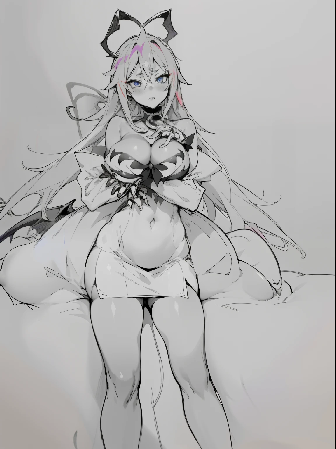 anime girl with a big breast and a big breast, blue scales covering her chest, mika kurai demon, sfw version, shalltear from overlord, breasts covered and sfw, scales covering her chest, succubus in tight short dress, biomechanical oppai, shalltear bloodfallen, attractive matoi ryuko, succubus, beautiful succubus,