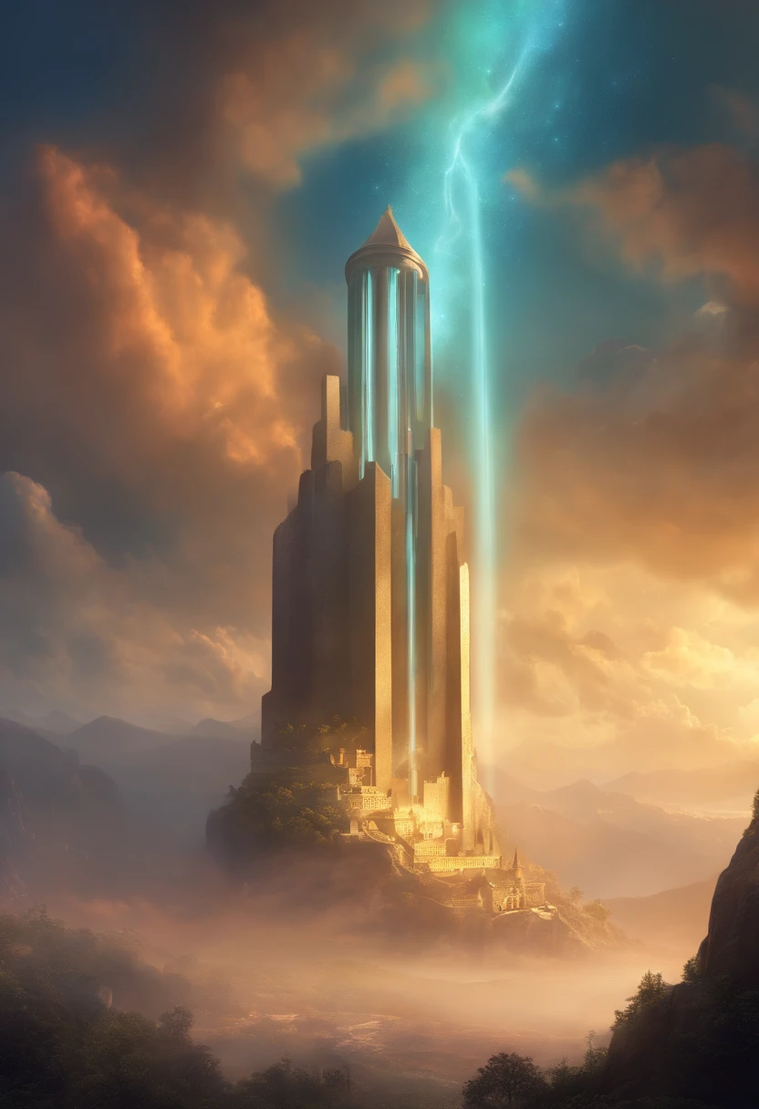 Best Quality, masterpiece, skyporn, stele, 云, (Laughing sky:1.5), Message from the sky, Laughing sky, beautiful concept art, optic, Fantasyart, luminous sky