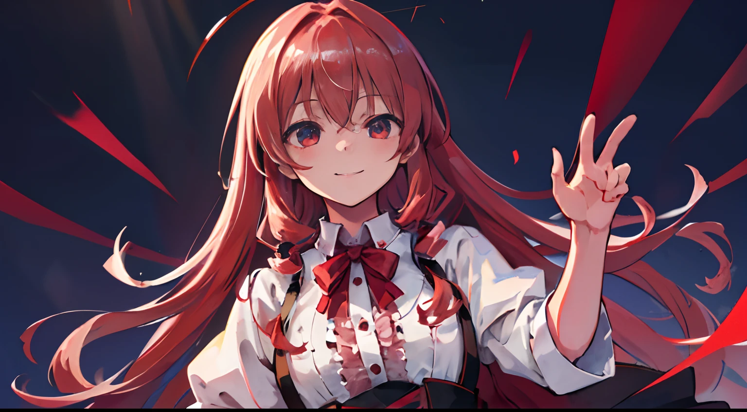 kawaii、1girl in、hiquality、((masterpiece))、Tet、KasaneTeto、Twindrill hair、Smile in public、at stage、red hairs、neat clothes of neat gray color,,,,、Red curly hair like a drill、red eyes、Idle Pose、Singing