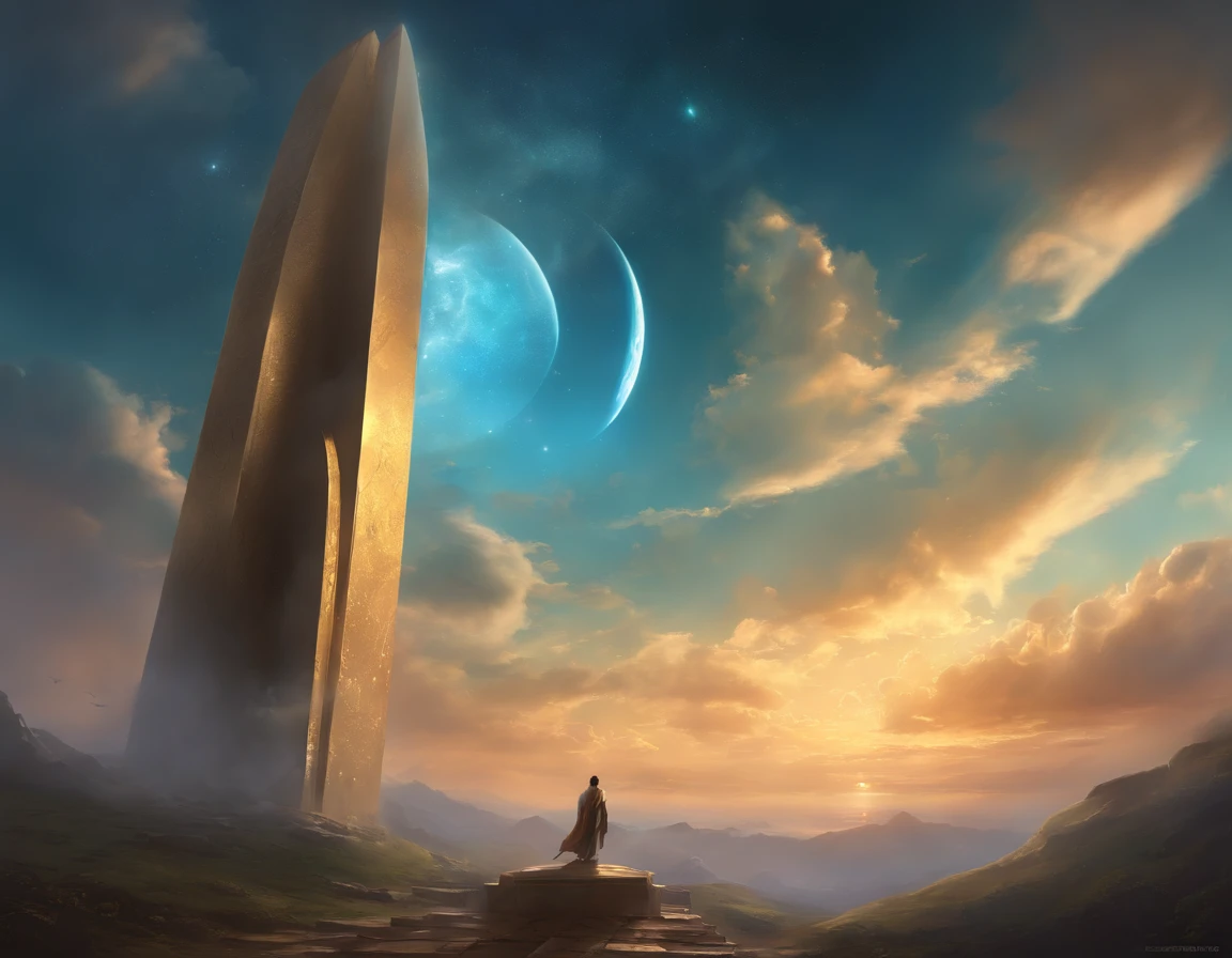 Best Quality, masterpiece, skyporn, stele, 云, (Laughing sky:1.5), Message from the sky, Laughing sky, beautiful concept art, optic, Fantasyart, luminous sky