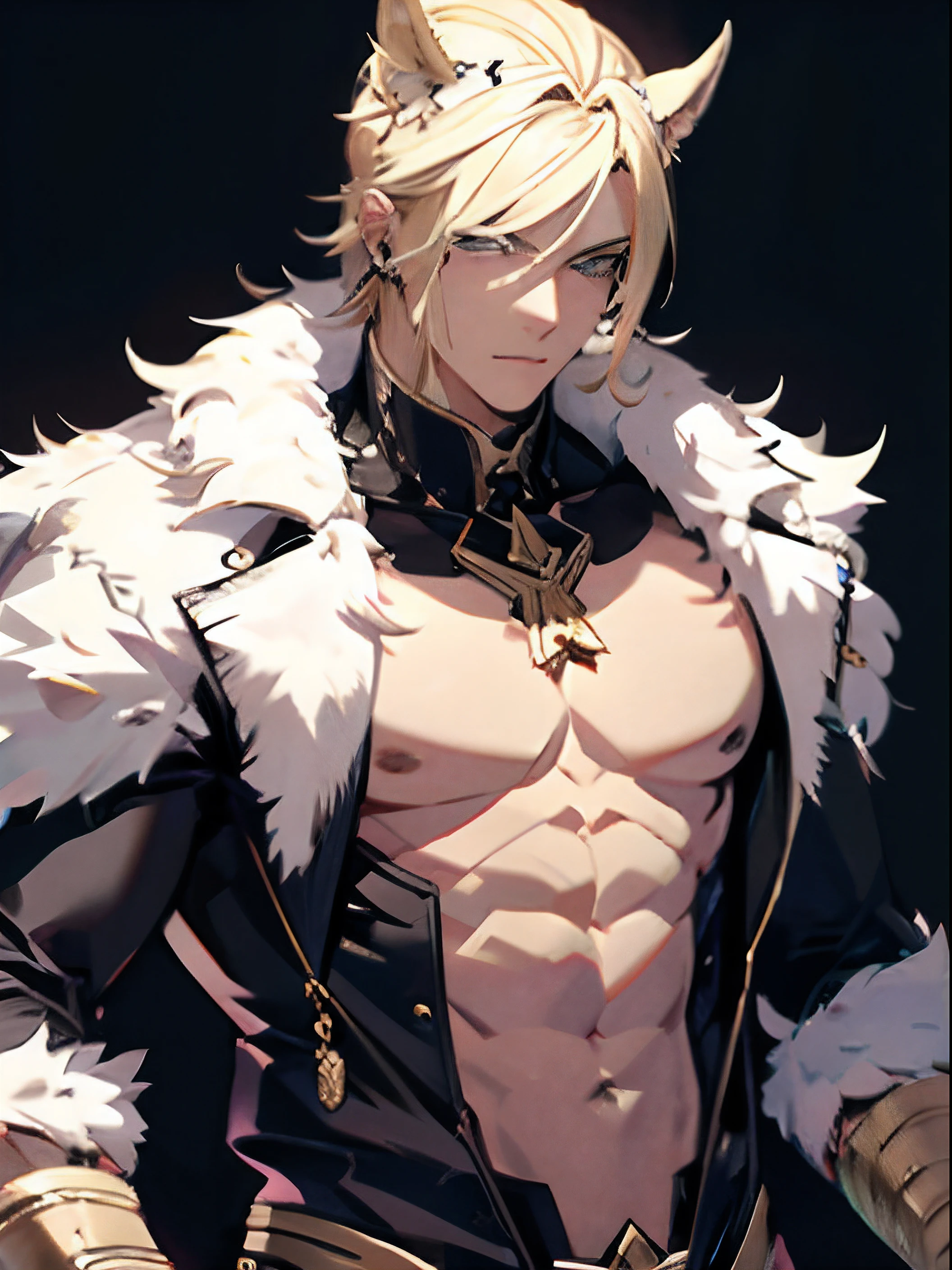 male people,blond hairbl, 8K, Super detail,Masterpiece,beast ear,Beast tail