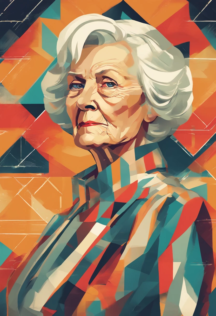 blonde elderly woman, short hair, formal clothes, imposing posture, very realistic, 8k