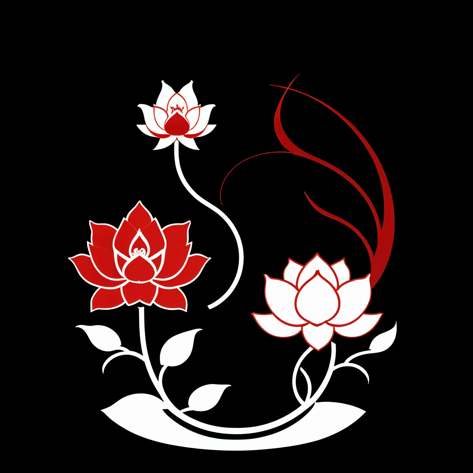 Logo Archive、Red Logo、
Red lotus flower、It symbolizes a single red lotus, Unified in red、Ivy forked to support the flowers、Copying a flame、Simple design