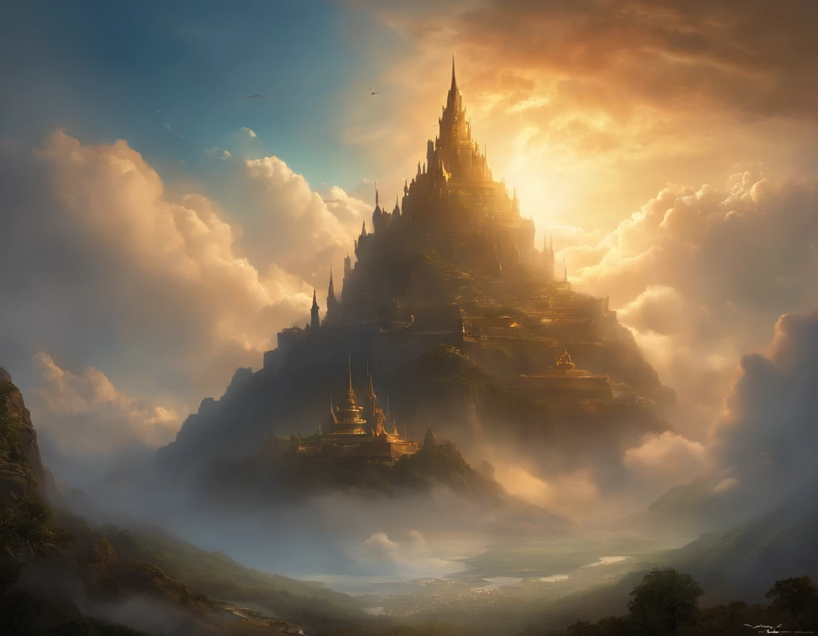 Best Quality, ​masterpiece, skyporn, stele, 云, (Laughing sky:1.5), Message from the sky, Laughing sky, beautiful concept art, optic, Fantasyart, luminous sky