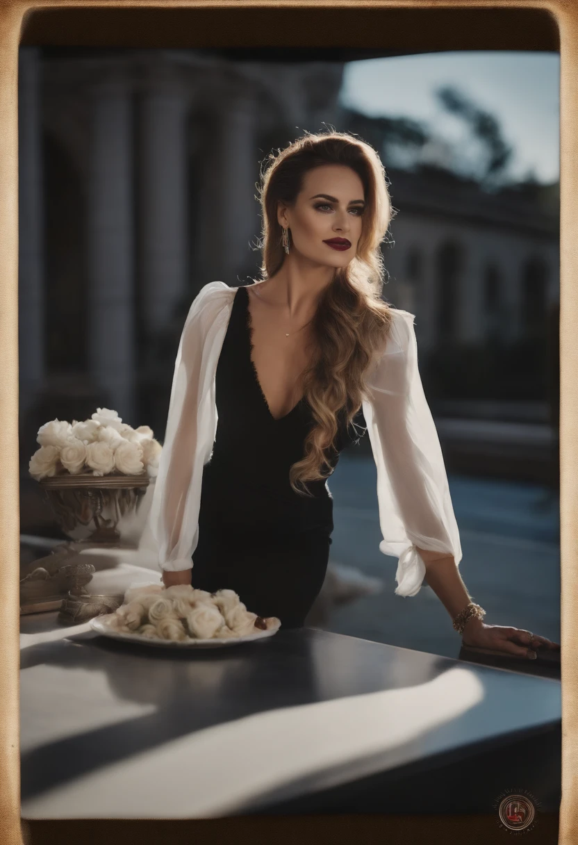 36-year-old beautiful Caucasian woman, vestida con atuendo de dia de muertos, grabando un video de tik tok , alta calidad, cuerpo completo, vista de frente, ((selfie de cuerpo completo)), frente al espejo, ,,,zapatos de tacon 10,,,