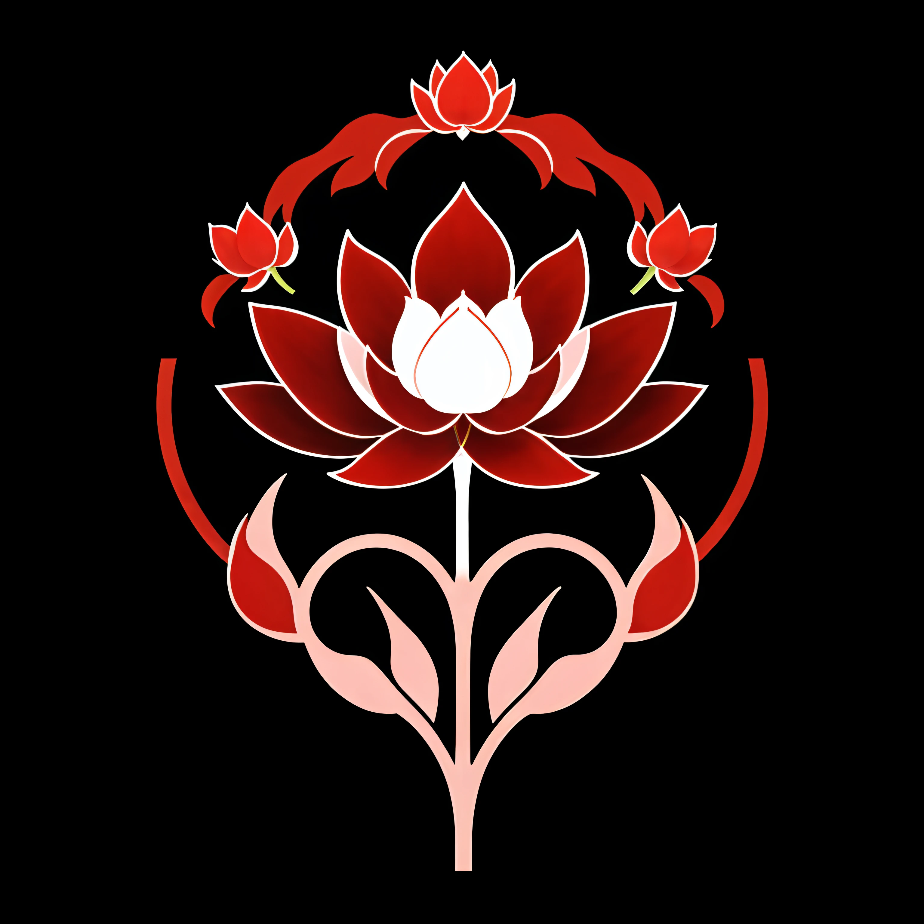 Logo Archive、Red Logo、
Red lotus flower、It symbolizes a single red lotus, Unified in red、Ivy bifurcated to support flowers、Expressing Flame、Simple design