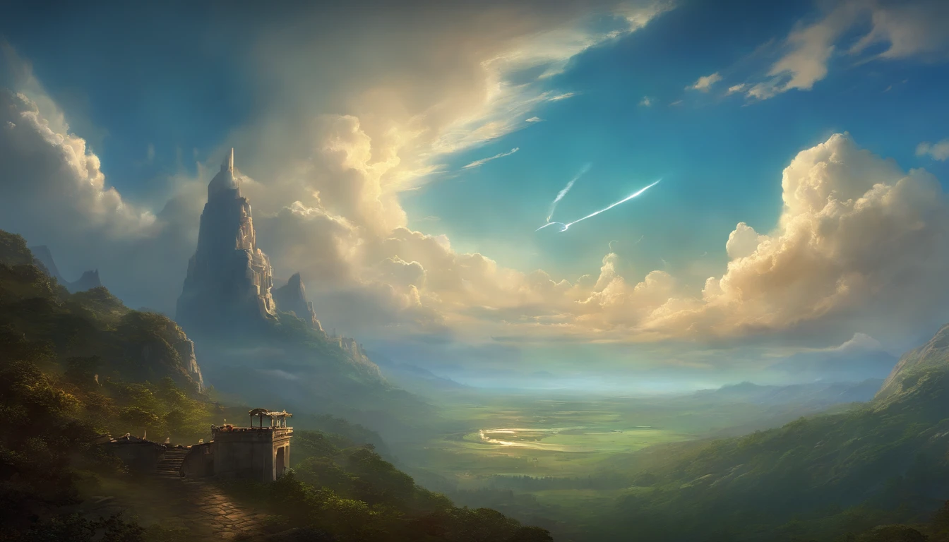 Best Quality, ​masterpiece, skyporn, stele, 云, (Laughing sky:1.5), Message from the sky, Laughing sky, beautiful concept art, optic, Fantasyart, luminous sky