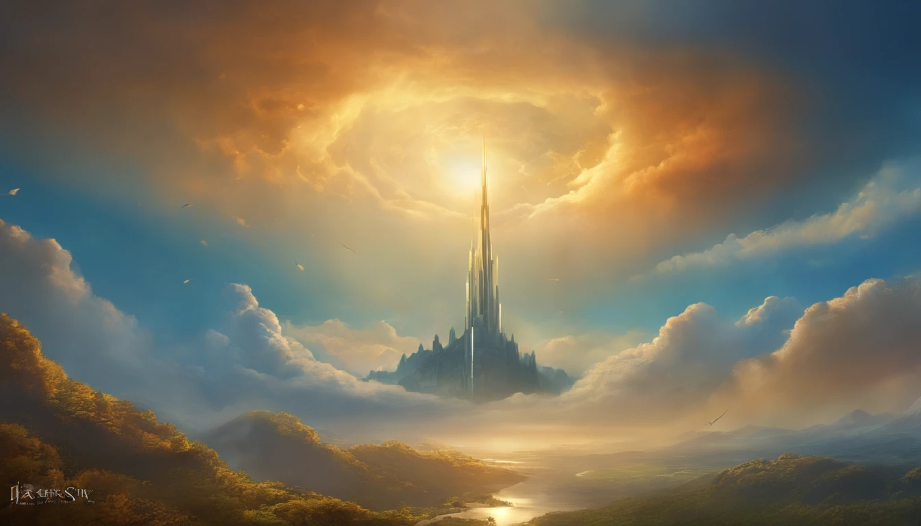 Best Quality, masterpiece, skyporn, stele, 云, (Laughing sky:1.5), Message from the sky, Laughing sky, beautiful concept art, optic, Fantasyart, luminous sky