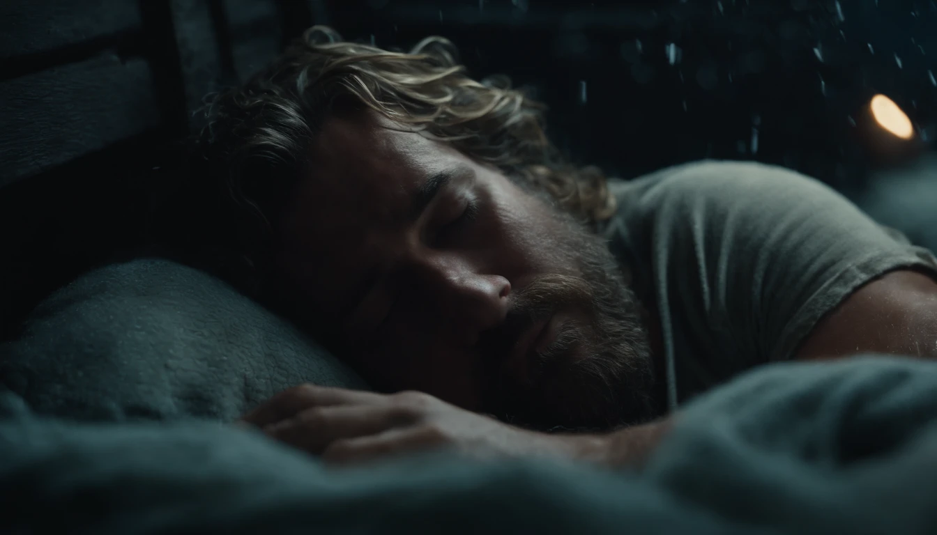 Jonah sleeping in the hold of the boat in the middle of the storm. biblical story