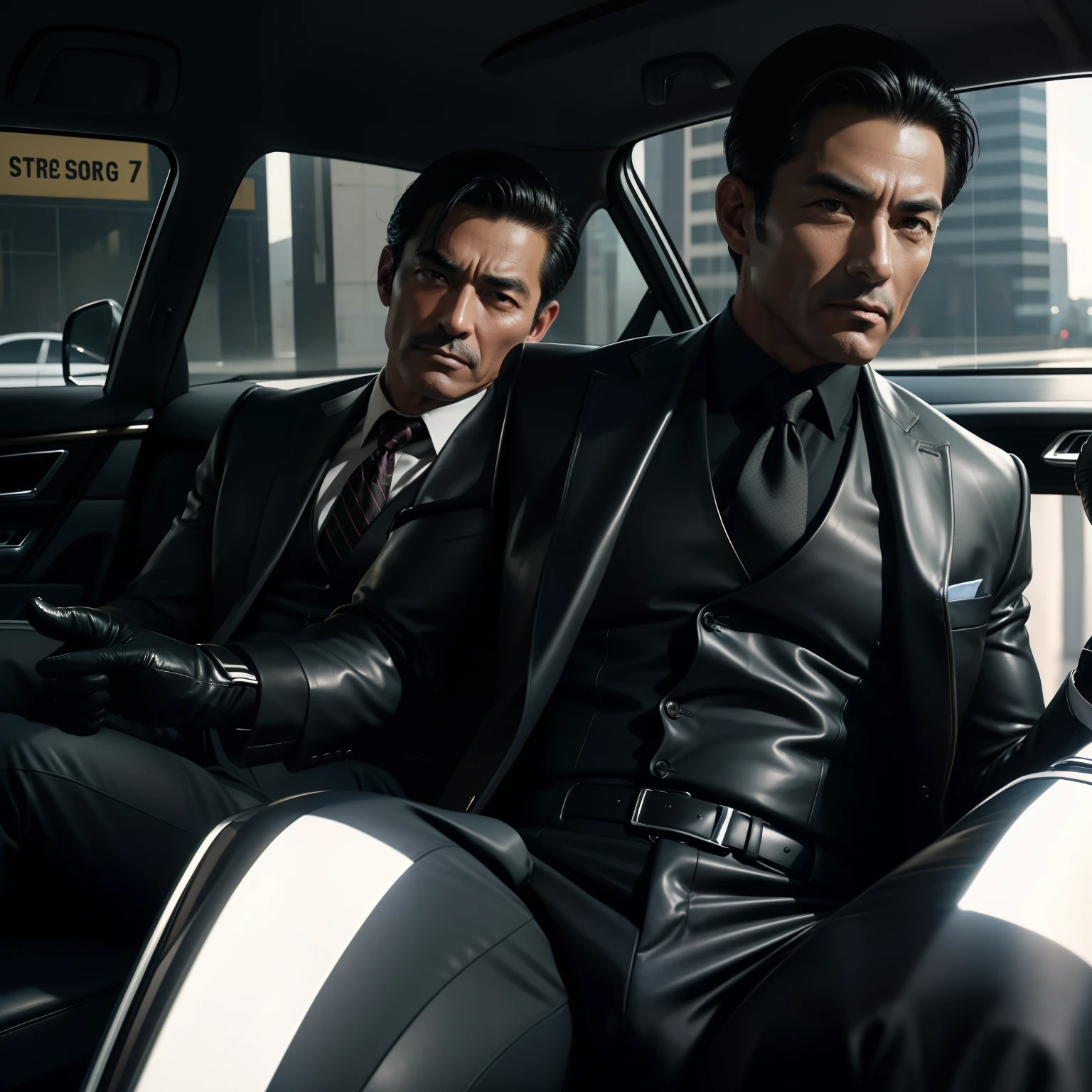 50 years old,daddy,shiny suit sit down in car,k hd,in the office,muscle, gay ,black hair,asia face,masculine,strong man,the boss is,handsome,sex,leather gloves,lecherous dad,look straight ahead,father drove his son to school,Dad is horny