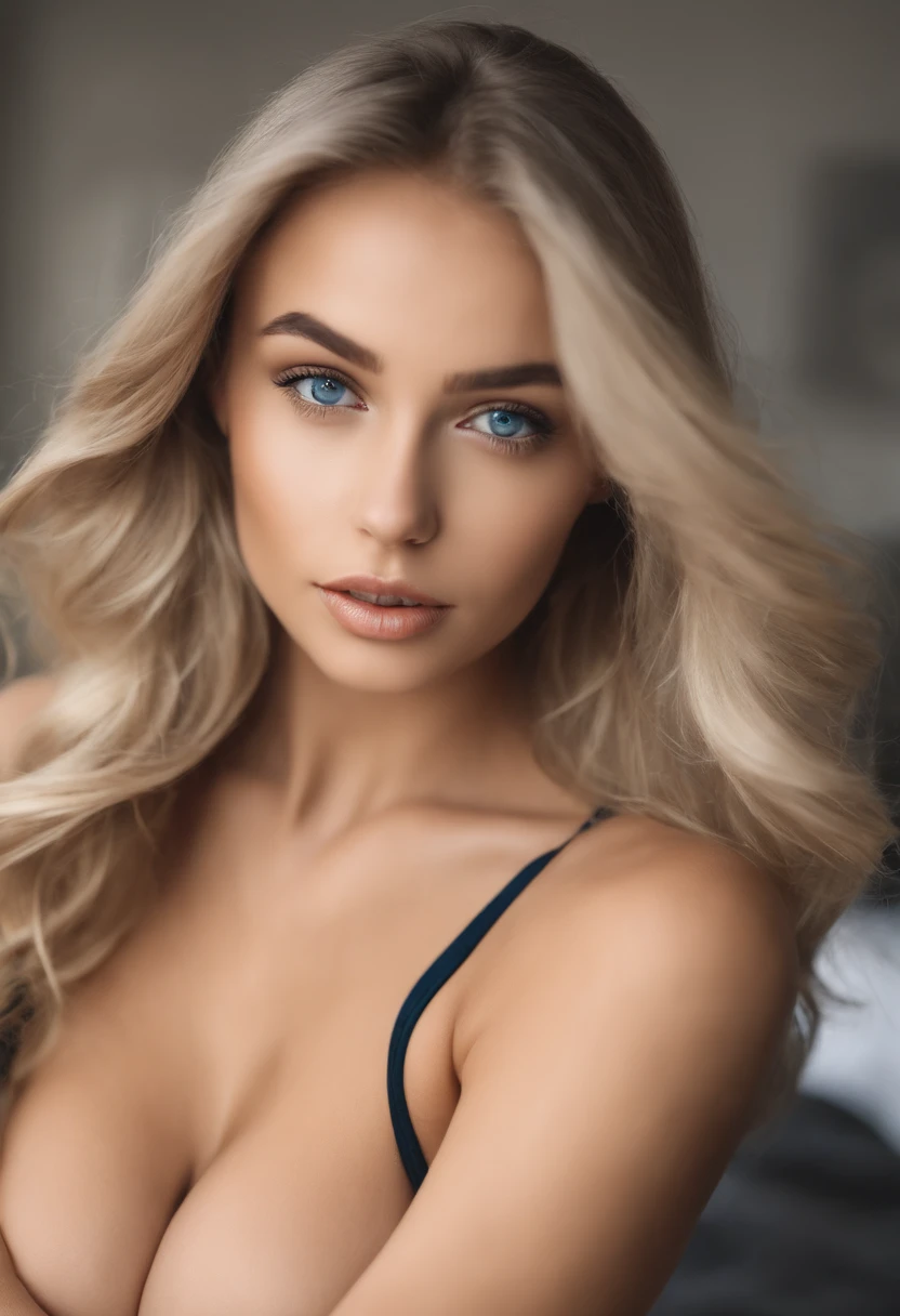 Woman with matching tank top and panties, Sexy girl with blue eyes, portrait sophie mudd, Portrait de Corinna Kopf, blonde hair and large eyes, Selfie einer jungen Frau, ohne Make-up, Natural makeup, Blick direkt in die Kamera, Gesicht mit Artgram, dezentes Make-up, Great full body photo, im Zimmer, big boobs, Blond, Latein