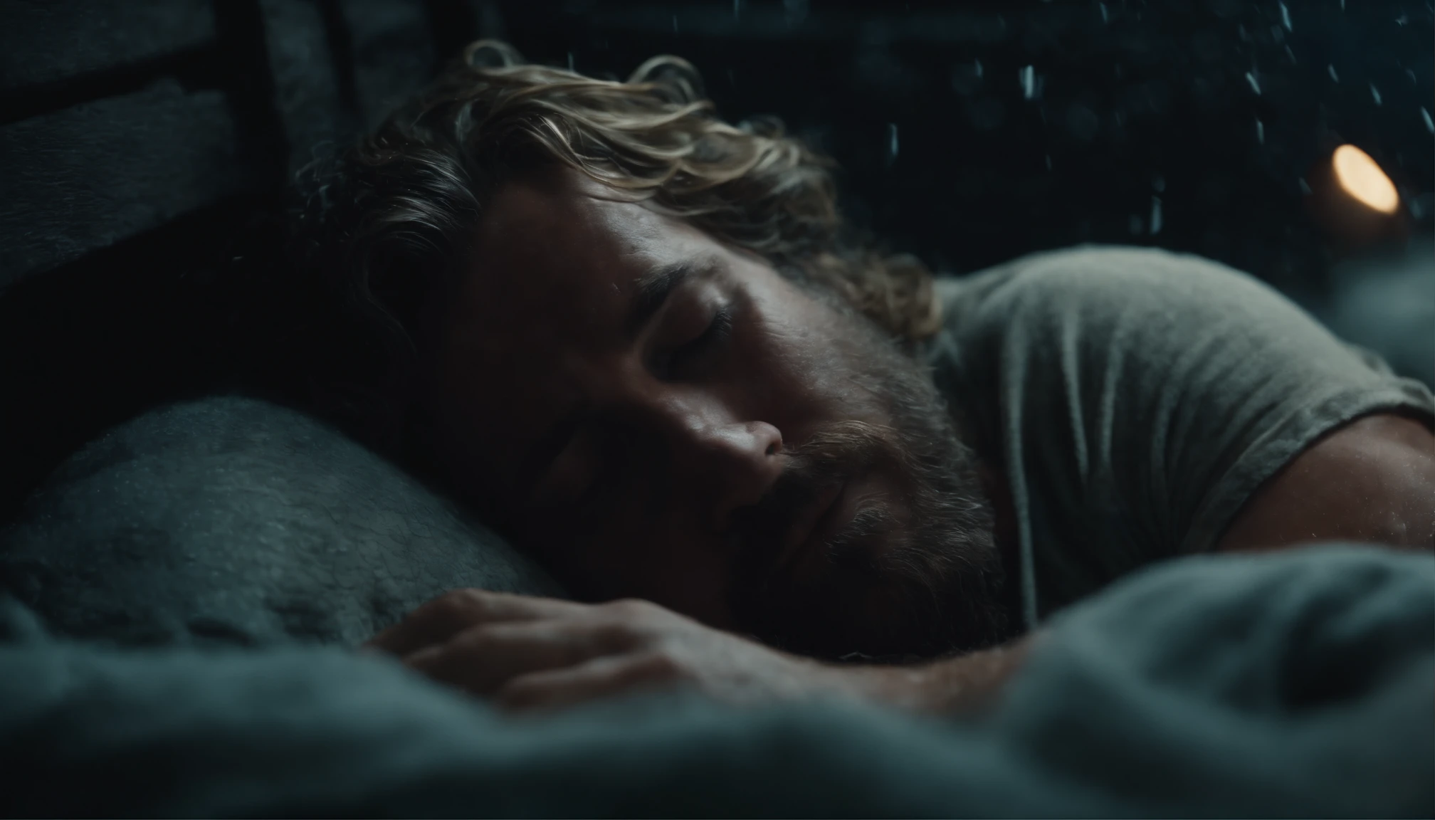 Jonah sleeping in the hold of the boat in the middle of the storm. biblical story