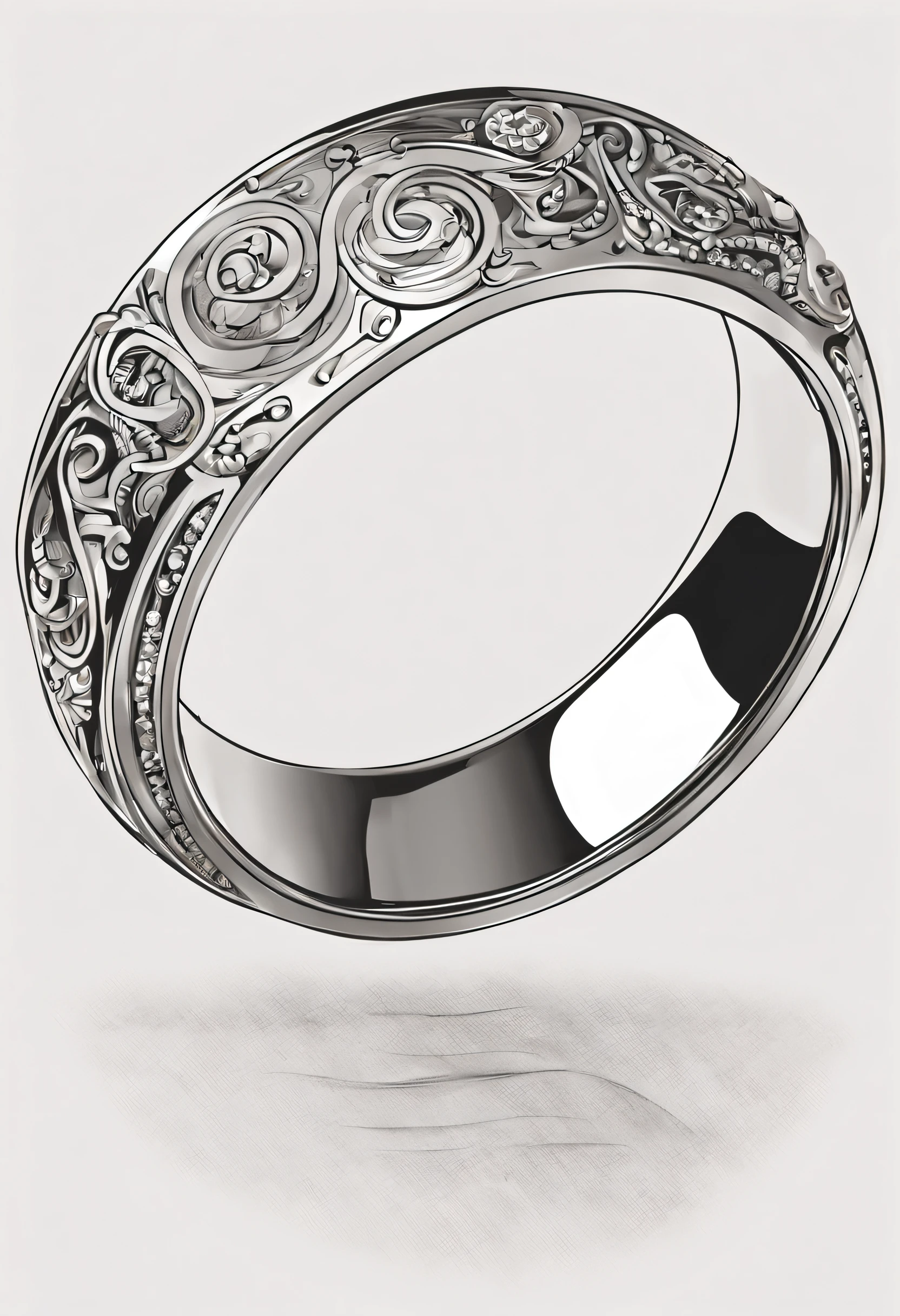 Ring design single piece，، simple，high-class，One-piece design hand-drawn line drawing