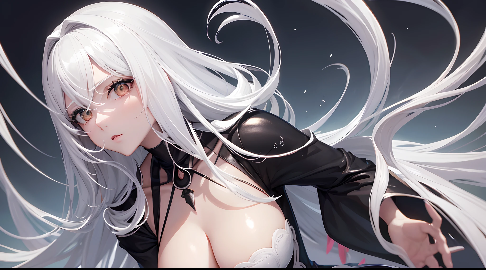 Busto frio da cybergirl,cabelo curto e detalhado,Use um exoesqueleto de tecnologia cor de sangue,The expression was cold,globos oculares brancos,super-fino,Full close-up of head and chest,Background of the Thin Oval Technical Composition,Beautiful image,Monochrome multiples,tmasterpiece,anatomicamente preciso,Luz e sombra precisas,;RococoStyle,