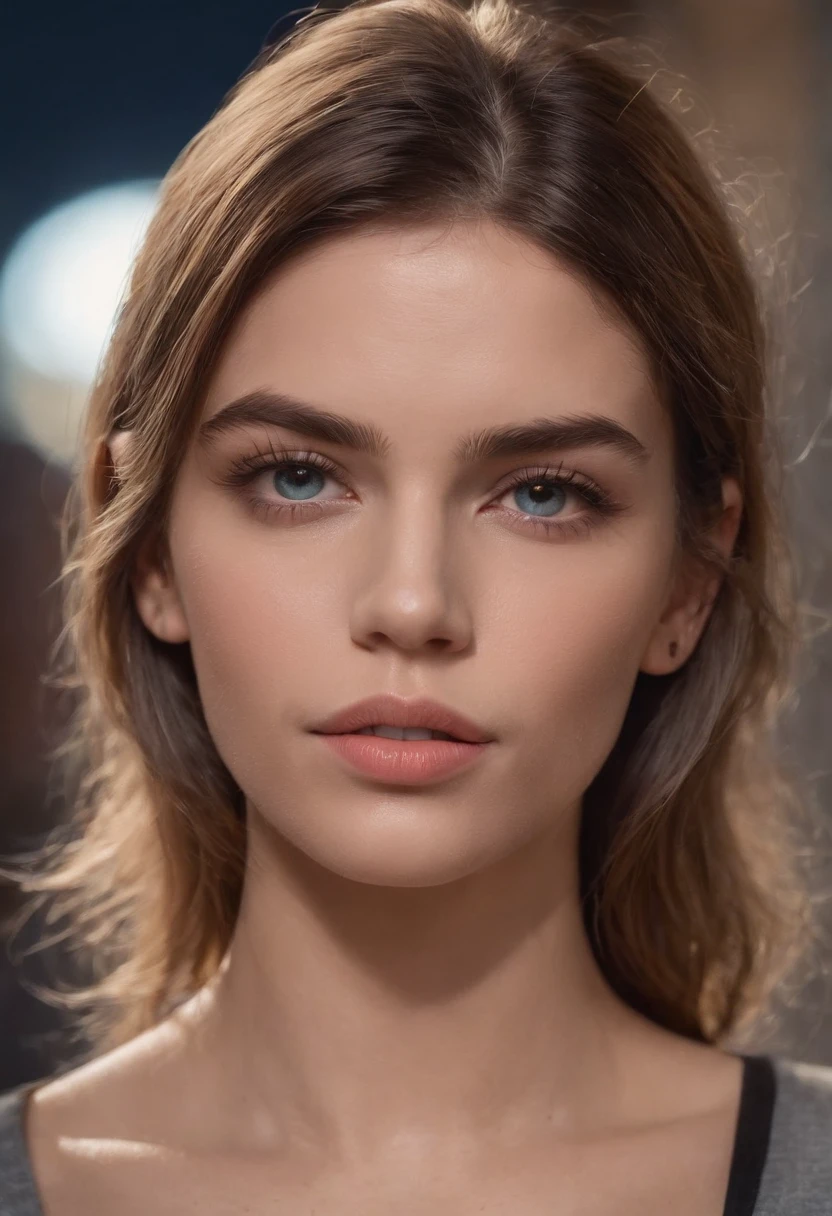 master part, extremely high quality, (foco sozinho), (rosto perfeito:1.1), (High detail:1.1), (olhos hiper detalhados), Dramatic, 1 lado, (pale skin), longos cabelos loiros, ethereal eyes, (sobrancelhas claras), sozinho, Cabelos Longos, Jordan Barrett, ......lua, noite,( Clothing for Traffic Police Officers), nave coberta, pouty lips, pele, proud expression, Urbano, Antecedentes detalhados, Arte por Artgerm, Cinematic lighting