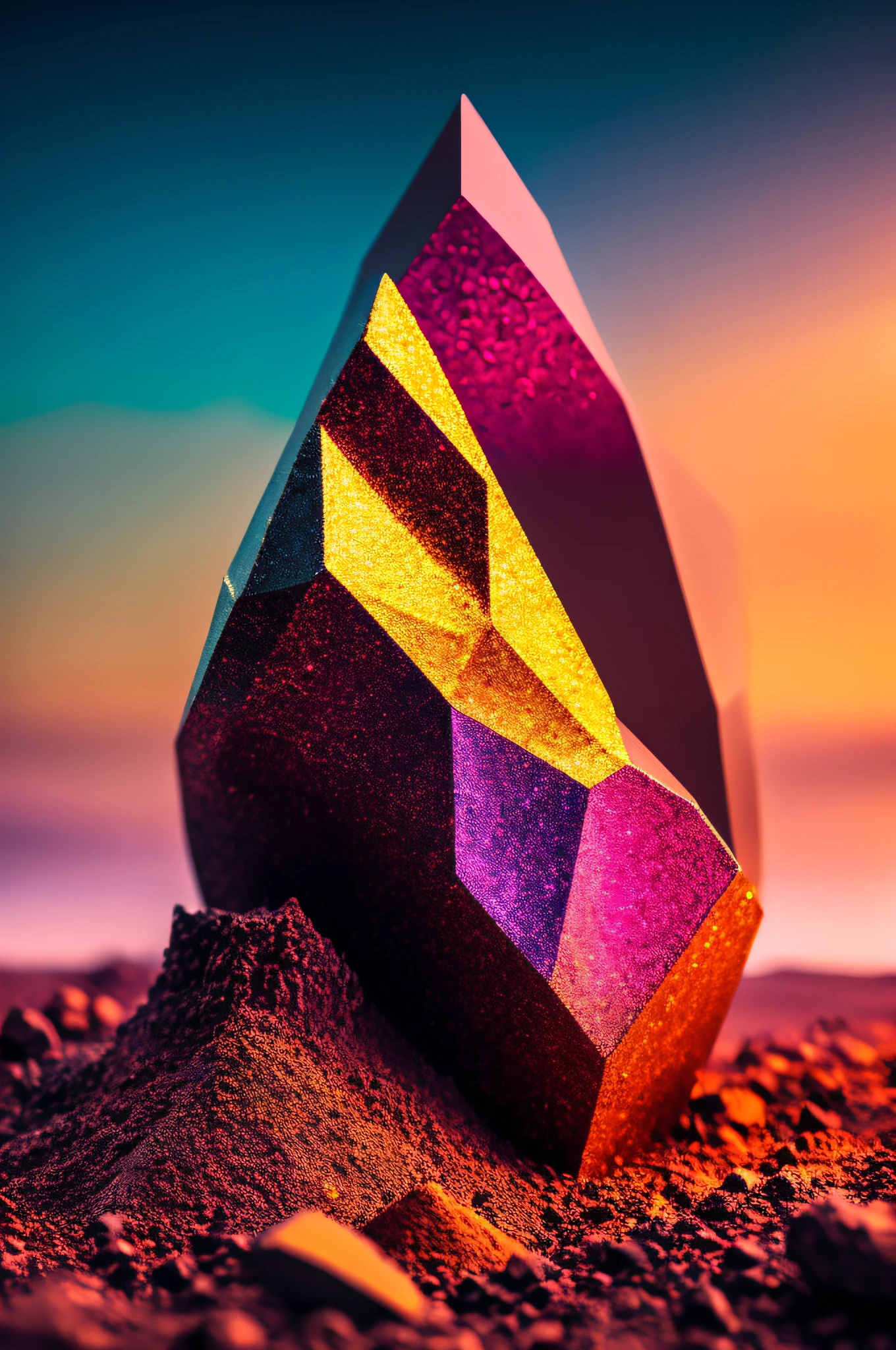 A mass of iron ore crystals shining in seven colors