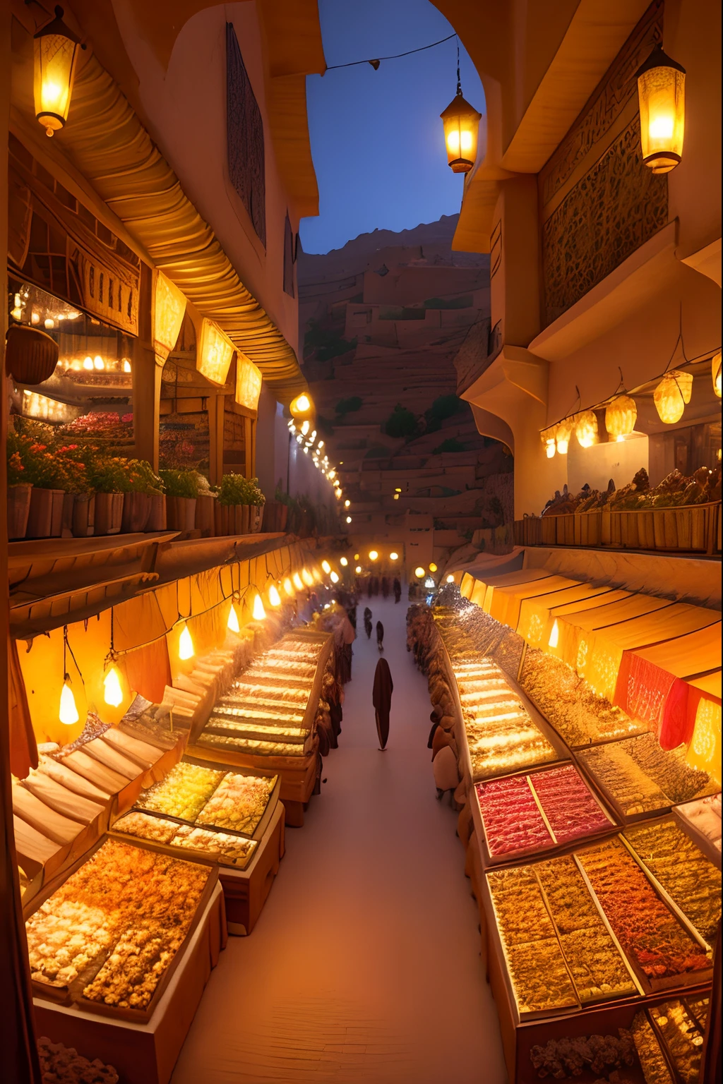 The markets of Morocco, natural lights, flattering effects, travel destination, destination scenic, beauty and natural, very detailed, intrucated detailed, ultra HD res, printable