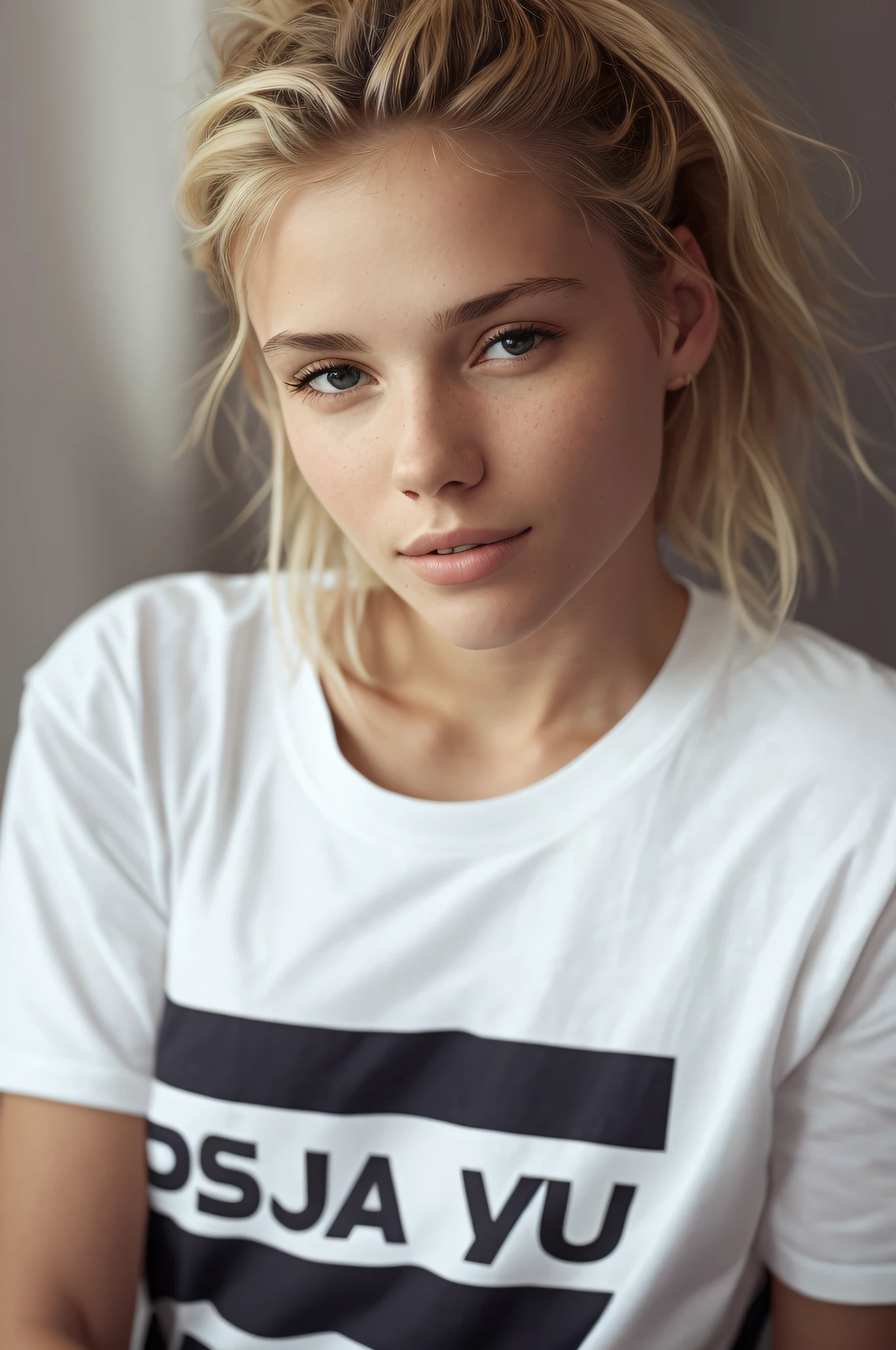 Mujer rubia con cabello largo y rubio, en una sudadera blanca, Who looks at the camera, Retrato de una bella modelo, Formato vertical de 50 mm, Rostro perfecto ), Formato vertical de 60 mm, Retrato Sophie Mudd, Foto de una mujer hermosa, Daniela Uhlig, Portrait of a Nordic Girl, Posando con las manos en una foto de retrato de caderas, hermosa chica rubia, Rostro perfecto, Magdalena Radziej