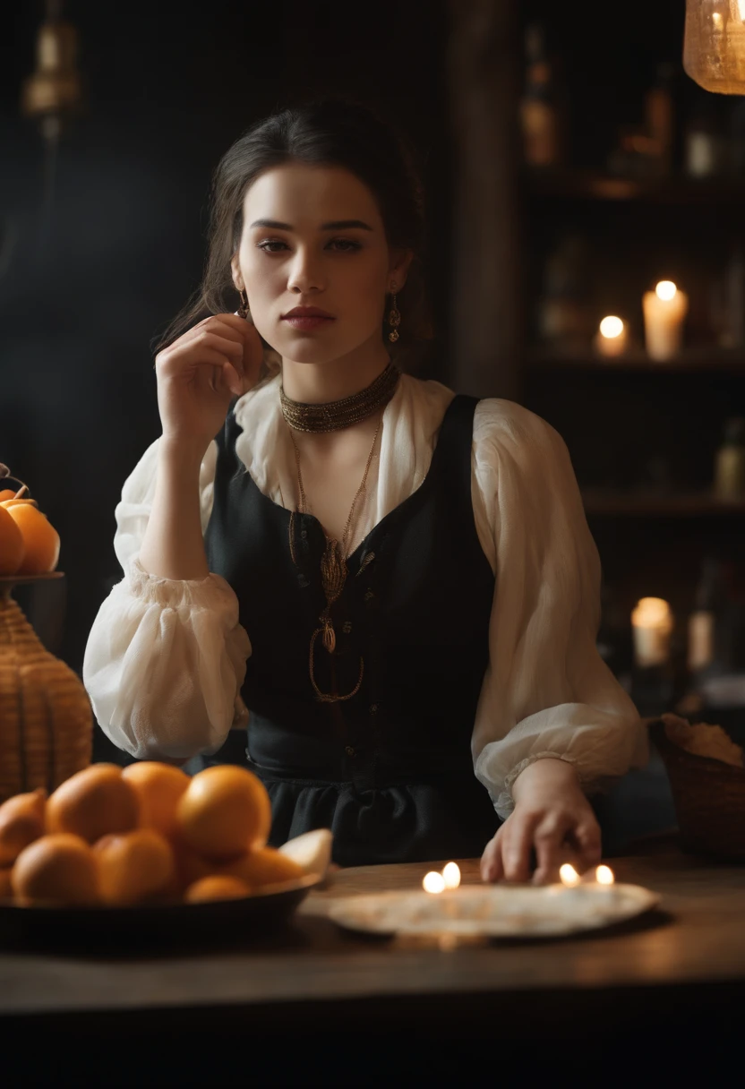 1 vietnamese girl, alchemist, alcohol, apple, bald, bar (place), bare shoulders, bartender, basket, beard, black hair, blurry, blurry background, book, bookshelf, bottle, braid, breasts, brown eyes, brown hair, brown vest, candle, candlelight, chair, cleavage, closed eyes, closed mouth, coat, collared shirt, cup, dark, depth of field, dress, earrings, facial hair, fire, food, from side, fruit, glasses, head tilt, holding, hood, indoors, jar, jewelry, lamp, light bulb, lips, long hair, long sleeves, looking at viewer, looking down, male focus, manly, medium breasts, mustache, necklace, old, old man, old woman, pendant, piercing, plant, ponytail, pouring, profile, realistic, ring, robe, round eyewear, shirt, short hair, sitting, sleeves rolled up, smile, smoke, solo, spoon, sunlight, table, twin braids, upper body, vest, watermark, wavy hair, web address, black hair, white shirt, window, wrinkled skin, writing, zipper high detail (uhd:2) canon mark4 photo realistic picture real people lot of detail