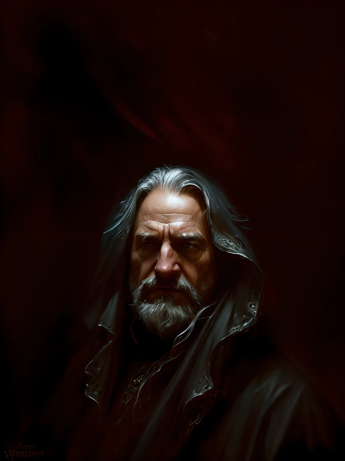 Face off medium range portrait of a hyperdetailed in the style of a dementor from harry potter and a rogue wizard dnd character, (pleasant:1.3) thoughtful expression, (conjuring magical energy:1.3), cinematic shot on canon 5d ultra realistic skin, Steve Henderson Fabian Perez Henry Asencio, Jeremy Mann Marc Simonetti fantasy magical horror atmosphere, (highly detailed environment:1.3)