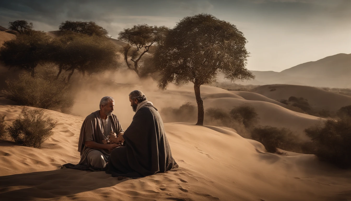 um homem dando duas moedas de prata ao dono da hospedaria. Good Samaritan Passage from the Bible