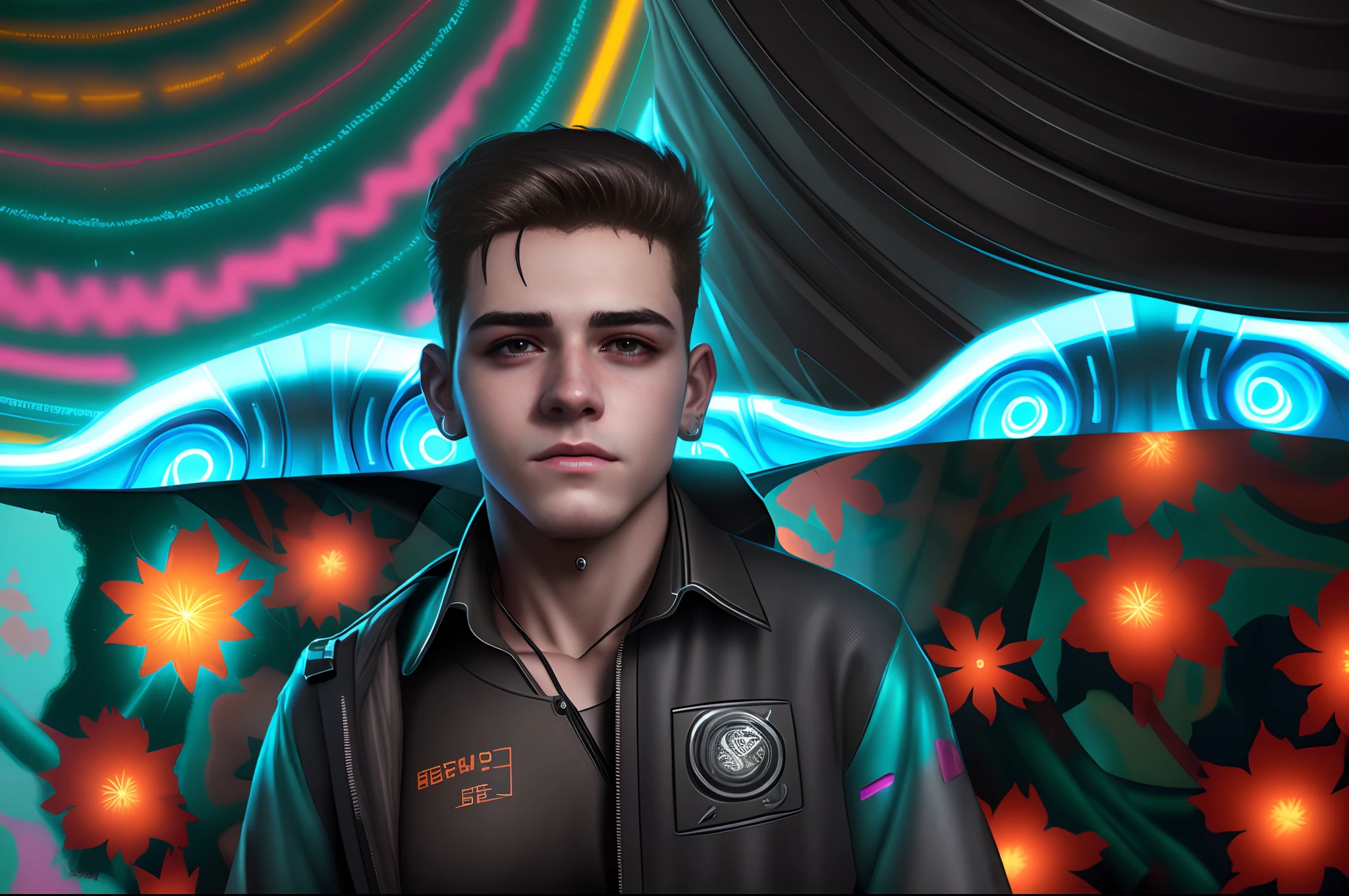 Change baground cyberpunk handsome boysrealistic face. 8k
