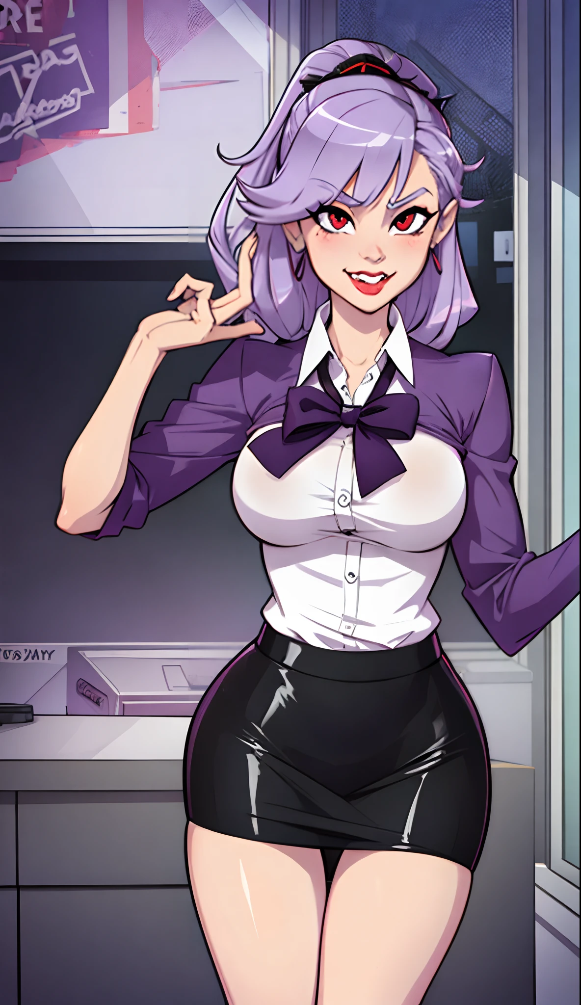 masterpiece,(beautiful sinister woman), masterpiece, beautiful, Pixiv, top quality, ultra-detailed, hentai(style), voluptuous, (evil fall Mayl Sakurai:5,9)+++, (1girl, solo female, solo, solo focus)++++,1girl, standing, (dark persona, milf, corruption) contrapposto, evil, corruption, mature woman, evil smile, eyelashes, evil grin, evil red eyes, pubic tattoo, crotch_tattoo, red hair, pink hair, short hair, huge_breasts, brown eyes, voluptuous, hair ornament, pubic hair, innie pussy, areolae, piercing, erect nipples, collarbone, revealing clothes, cleavage, pink skirt, official style, black thighhigh, sleeves past wrists, two-tone shirt, long sleeves, aqua shirt, science fiction background, flat color, (masterpiece:1.5), (best quality:1.5), amazing, beautiful detailed, extremely detailed wallpaper, extremely detailed CG unity 8k wallpaper, extremely delicate and beautiful, finely detailed, extremely detailed wallpaper, official art, detailed background, (beautiful detailed shadow: 1.5, cinematic lighting, backlight),((massive breasts)), ((voluptuous curves)), (((seductive grin)))