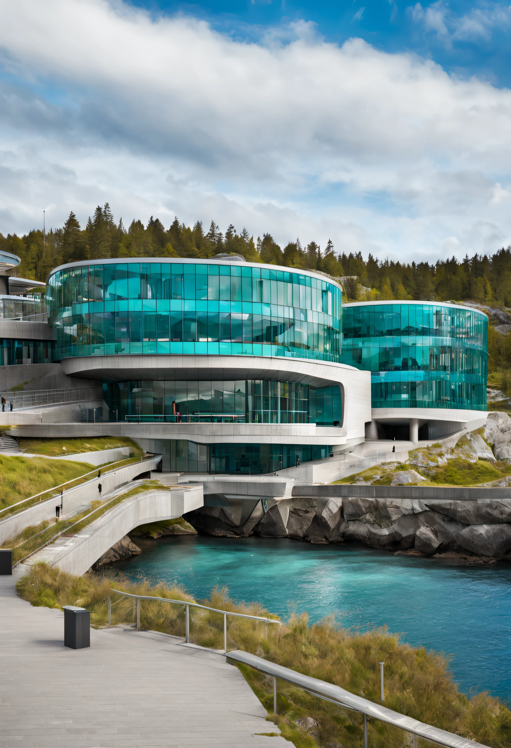 It is a university on the Norwegian Gulf,There is a turquoise sea and a high-tech style polytechnic university