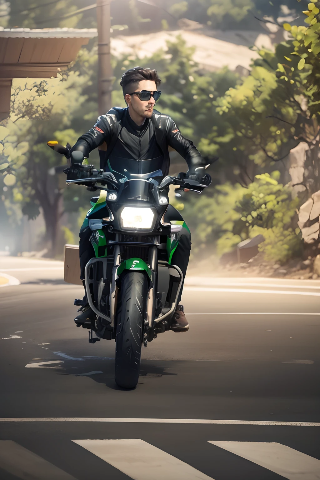 Change bike into ninja h2 handsome boy 8k hd realistic pic