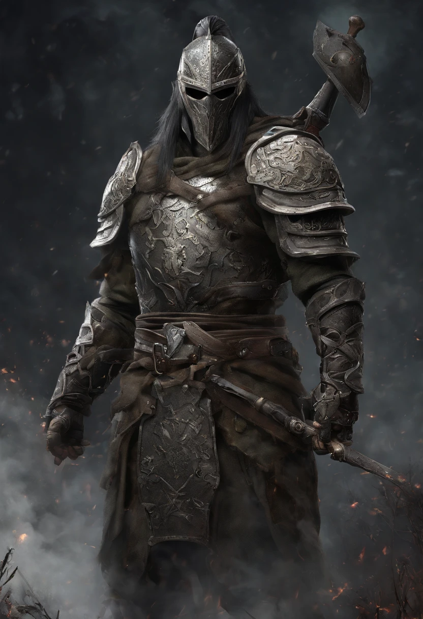 Konstantin's appearance is one with a black beard,A vicissitudes of black orc male with narrow scars on his eyes and forehead。His facial features are tough,Thick straight eyebrows,Both ears are sharp and short,Under the deep eye socket is a brown-red and combative one-eyed,And a sharp pair、Fangs protrude from the lower gums that protrude slightly from the lips。The skin all over the body has a dark dark green color,The texture is as rough as if even an awl is impenetrable,Its exposed parts are full of scars,He is 3 meters tall,The muscles of the upper body are like a hill,The arms and shoulders that are often used to wield giant axes are exceptionally strong。The strong and burly body is wrapped in plate armor as black as the night sky。At first glance,This plate armor is so ordinary,It's so inconspicuous in any armor store。But if you look closely,You will feel the depression and silence that has been in the battlefield for a long time。The helmet's horn-like ornaments shine in the sun,An inexplicable glow is reflected at the tip。There is not a single scratch on the armor,Its owner is very good at caring for it。The belt hangs two metal pendants resembling skulls,I don't know if it's to deter the enemy or to satisfy the bad taste of the armor owner