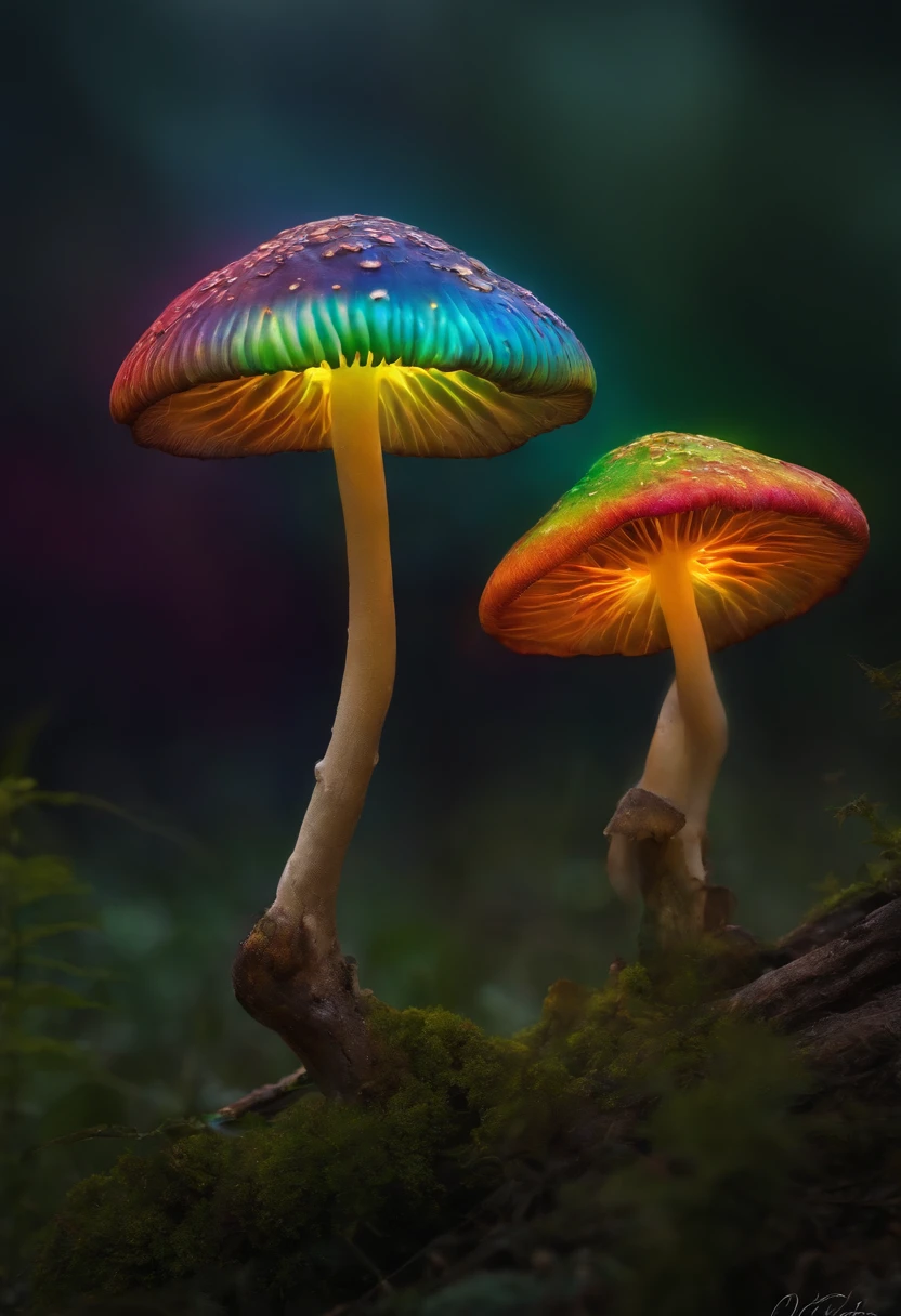 lightning mushrooms skeleton, rainbow skin