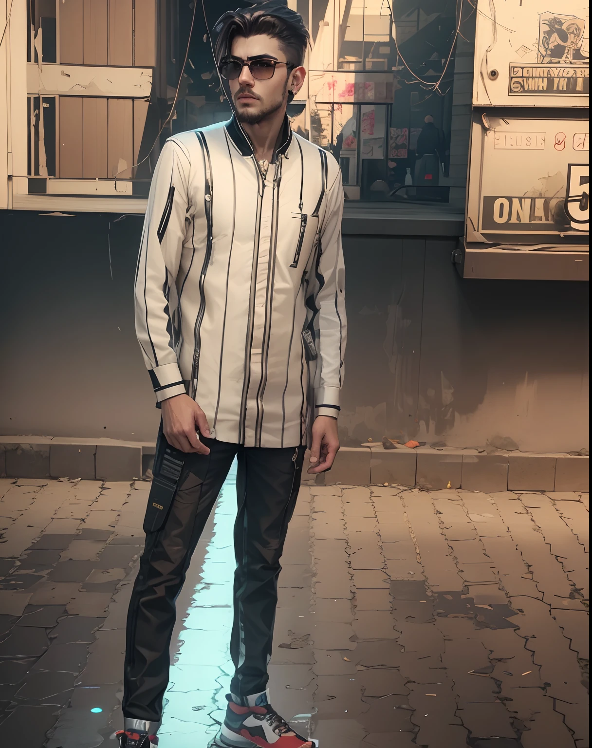 Change background cyberpunk handsome boy, realistic face, 8k, ultra realistic.