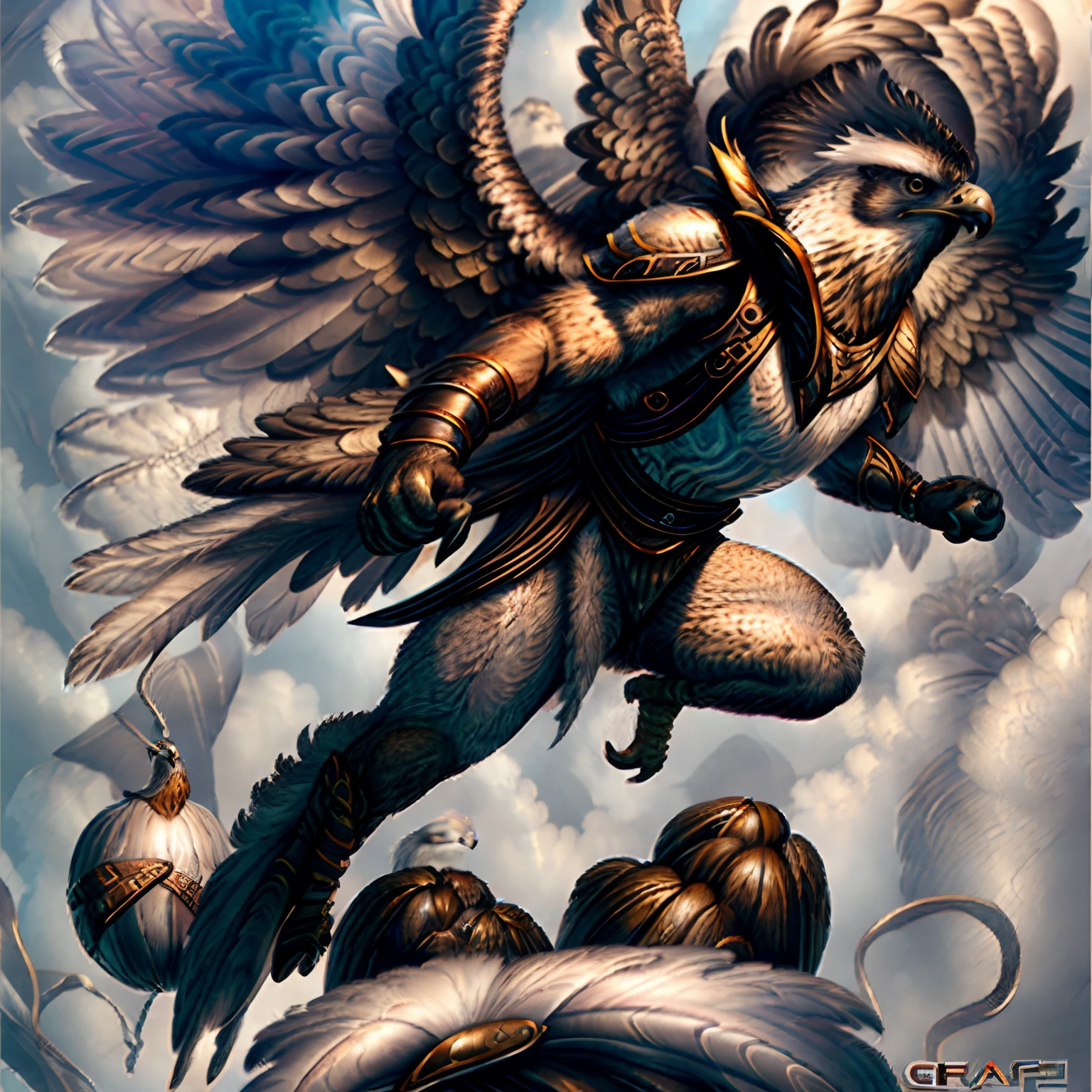 Gray feathers, silver feathers, angel wings, feathered wings, falcon, feathered body, muscular body, avian, Bad guy, looking at the viewer, standing, presenting , nsfw, anthropomorphic furry, falcon, holding penis, erection, balls, testicles, brown tail, avian tail, feathered tail