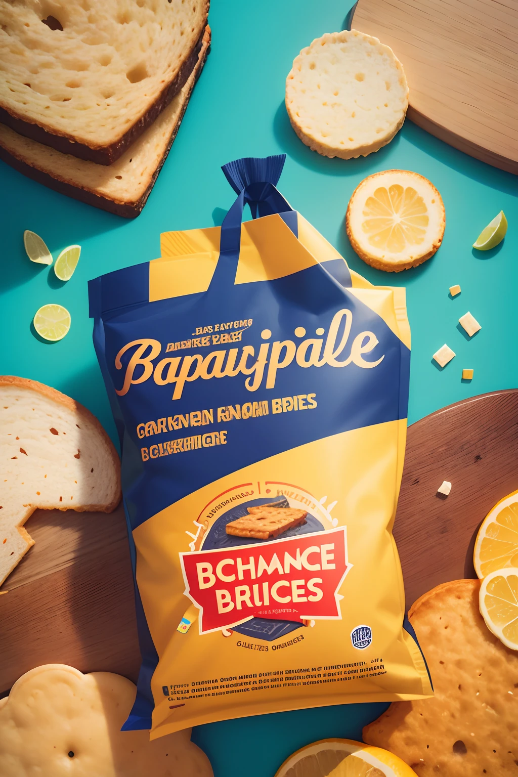 Imagine you're in charge of creating the packaging design for a brand new range of crisps called 'bjaofficiel'. Cette marque se veut audacieuse, moderne et pleine de saveurs innovantes. Concevez un emballage qui capture l'essence unique de ces chips. Pensez aux couleurs, illustrations and graphic elements that will reflect the dynamic spirit of 'Bjaofficiel'. Don't forget to include details about the special flavors offered and create a catchy tagline that represents the brand's identity."