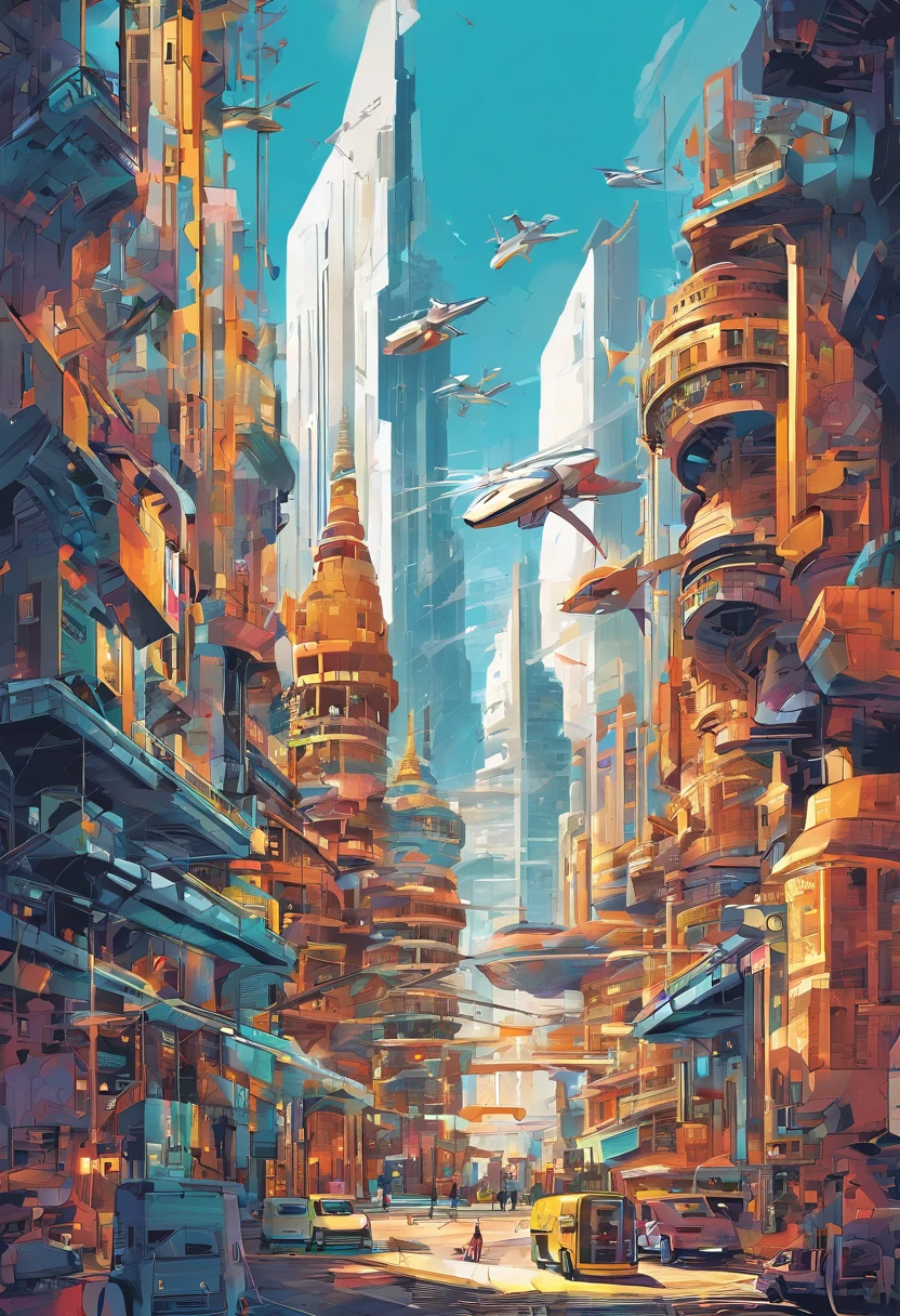 Futuristic metropolis skyline, towering skyscrapers, sleek architecture, advanced technology, bustling activity:1.1, painting a picture of an innovative and bustling city, (metallic and glass facades)1.2 reflecting the sun, a skyline adorned with state-of-the-art buildings and a bustling urban landscape.
Impenetrable fortress, ancient castle aesthetics with modern defense systems, reinforced walls, energy shields:1.1, seamlessly blending the old and the new, (contrasting architectural styles)1.2, a massive (fortress-like structure)1.3 in the heart of the city, featuring impenetrable walls and cutting-edge defense systems.
Guard towers, armed drones patrolling, surveillance networks, high-tech security infrastructure, vigilant protection:1.1, emphasizing the city's focus on safety and defense, (streamlined and efficient structures)1.2, (drones and advanced surveillance)1.3 ensuring the safety of the populace, a modern-day fortress showcasing a city's commitment to its protection.
Central hub of governance, futuristic castle design, command center, strategic location, symbol of authority:1.1, portraying the castle as the nucleus of power, (innovative and commanding architecture)1.2, a (centralized governing structure)1.3, exuding authority and acting as a symbol of strength and governance in the city.
Intricate city layout, concentric rings of development around the castle, organized infrastructure, efficient transportation:1.1, depicting a well-planned urban design, (circular city layout)1.2 around the castle, efficient road networks, and advanced public transport, emphasizing the city's organized and modern approach to development.