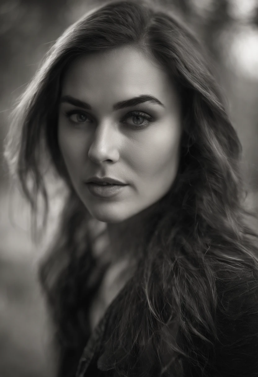 Sasha Grey, (((photorealistic), (grayscale:1.2),  (photography), (best quality:1.5), (shredded and cropped hair), (blushed cheek, eyeliner, brown eyeliner and shadow),  (golden eyes), textured skin, [hyper realistic],  face close, 80mm, soft focus , film grain:1.2