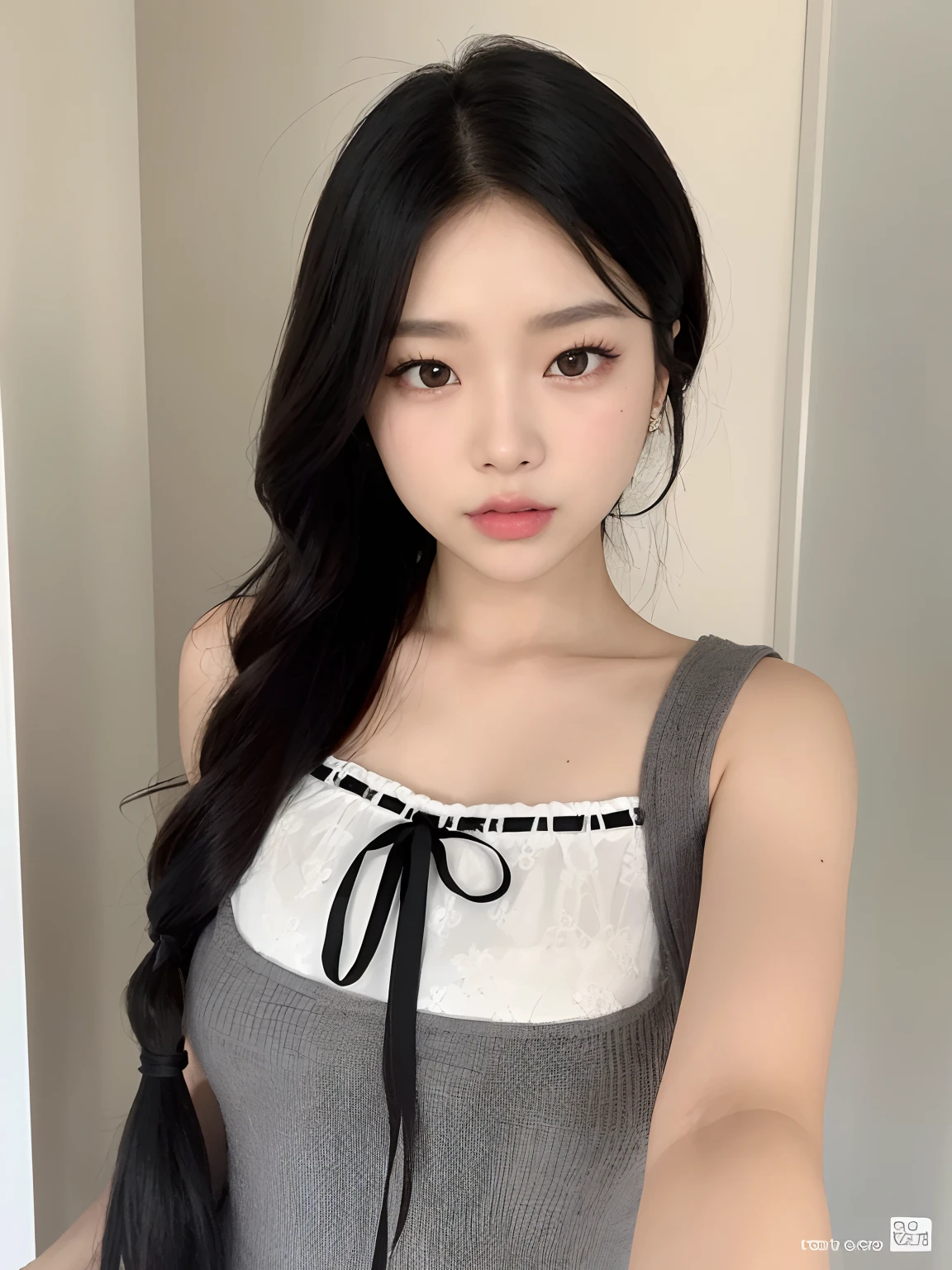 Araffed Asian woman with long black hair wearing a white dress, maquiagem sul-coreana popular, Jennie Blackpink, maquiagem coreana popular, Parque Roseanne do Blackpink, jossi do blackpink, Retrato de Jossi do Blackpink, wan adorable korean face, Ulzzang, Lalisa Manoban do Blackpink, Lalisa Manobal, Jinyoung Canela, young cute wan asian face, seios grandes