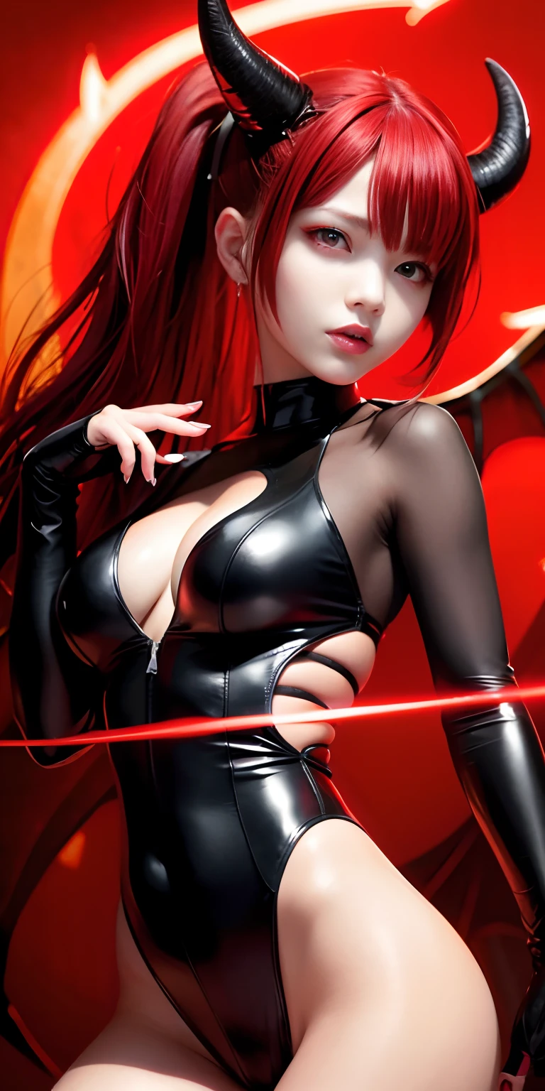 Fine、(The best illustrations)、8K resolution、intricate-detail、top-quality、realisitic、ultra-detailliert、The best lighting、Best Shadows、Ulutra HD、A Necromancer、natta、magia、Dark style、succubus、Demon's Daughter、Bat Wings,Demon Horns、(red eyes glowing:1.6)、(eye glass)、masterpiece、high_res、beautiful countenance、Tindall Effect、photos realistic、(High Detail Skins:1.2)、8KUHD、Digital SLR、hightquality、a picture、hight resolution、4K、in 8K、bokeh dof、Colossal tits、 absurderes、Ponytail distortion、best ratio four finger and one thumb、
