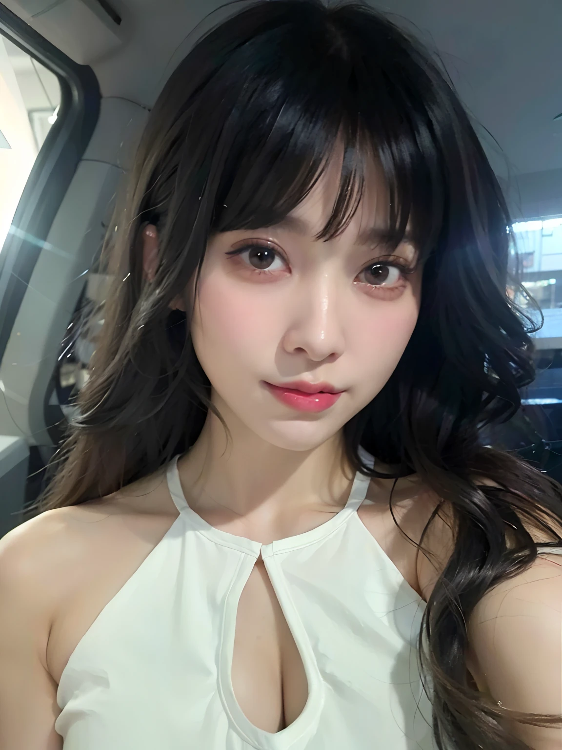 black hair, hair bobbles, longeyelashes, solid circle eyes, light smile, mole under eye, heart earrings, light smile, shy, puckered lips, Surrealism, drop shadow, stereogram, pov, atmospheric perspective, depth of field, first-person view, f/1.8, 8k, super detail, ccurate, best quality, highres, best quality,full body