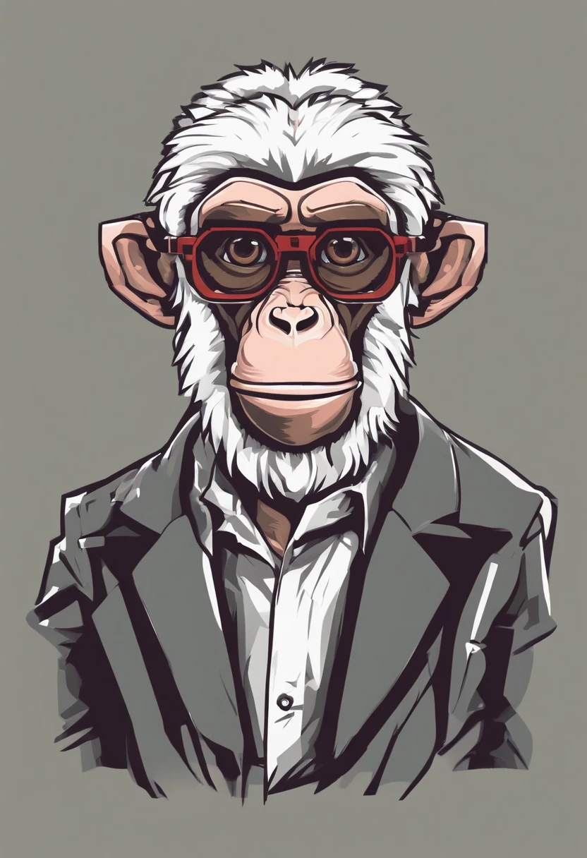 cartoon monkey with glasses on his face and a black shirt, bored ape nft, “portrait of a cartoon animal, face like monkey, bored ape, high detailed cartoon, monkey, inspired by Alex Petruk APe, subject= chimp, varguyart style, cartoon portrait, cartoon artstyle, simple cartoon style, borat is a chimp, cartoon art style