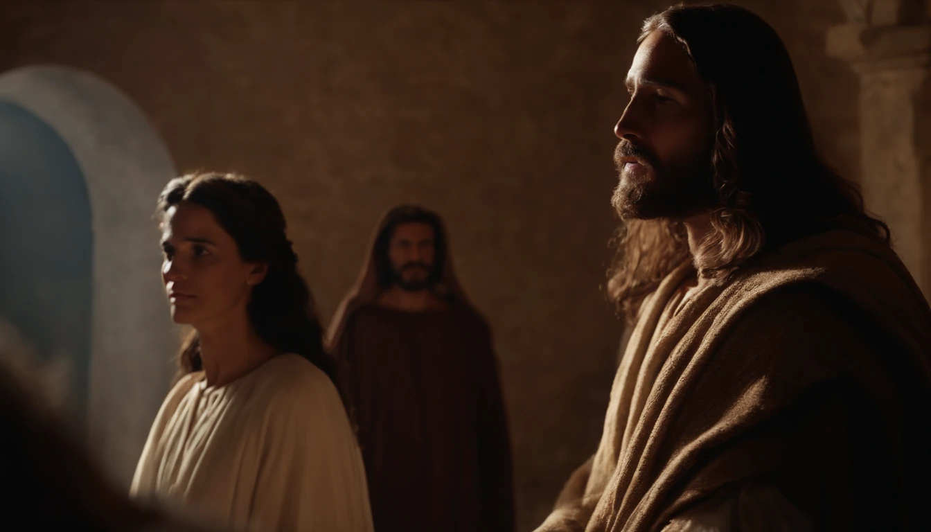 jesus cristo com marta e maria em sua casa.