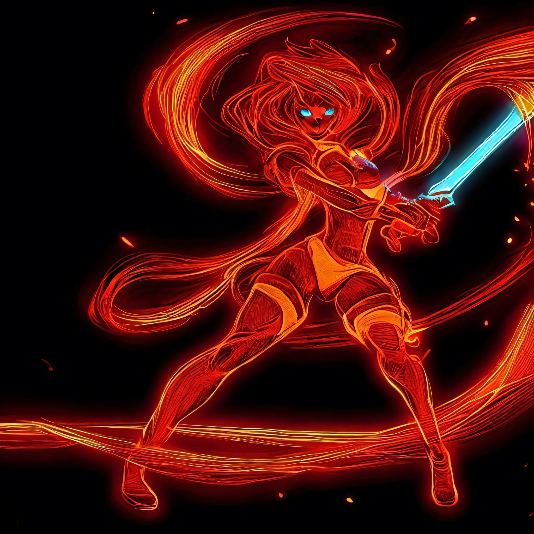 neon red arm, neon red armor